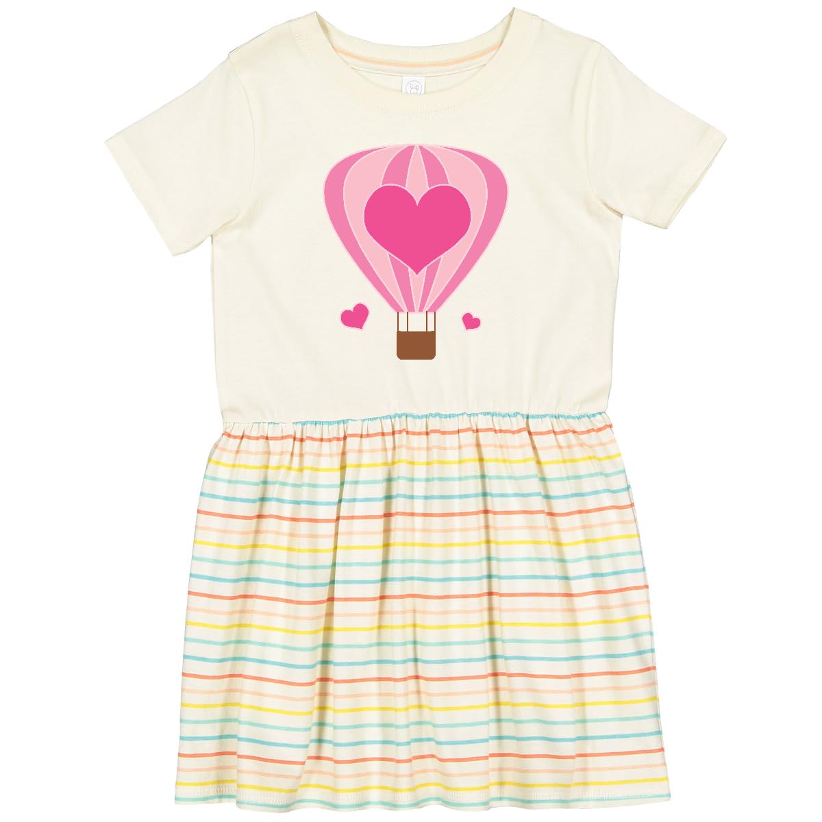 Inktastic Valentine Hot Air Balloon Toddler Dress - Cute Heart Balloon Print Girls' Outfit for Valentine's Day, Birthday & Special Occasions