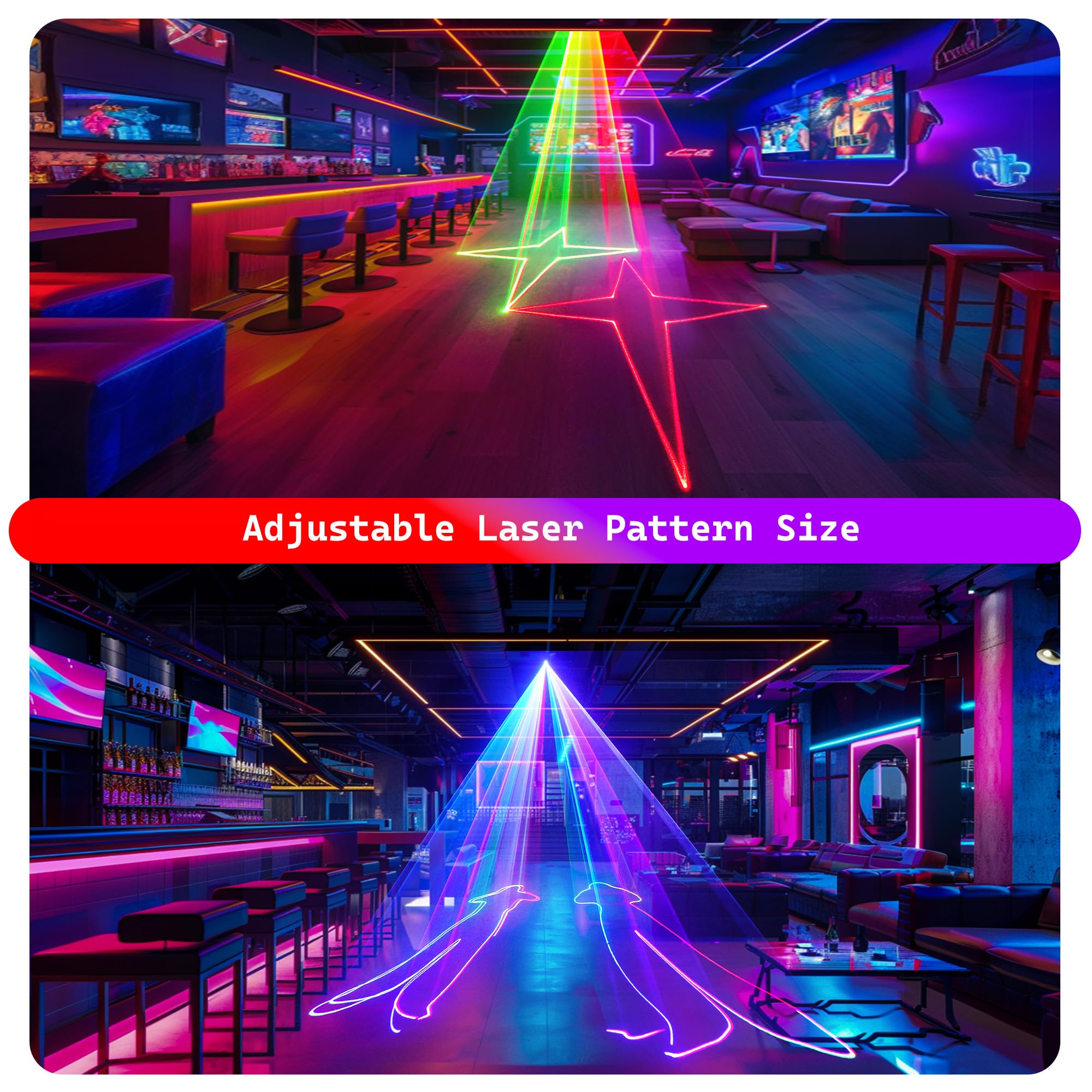Professional 3D Animation Laser Light Show with Sound Activation & DMX512 - RGB Beam Effect DJ Party Lights for Indoor Events (Bars, Nightclubs, Weddings, Halloween & Christmas Celebrations)