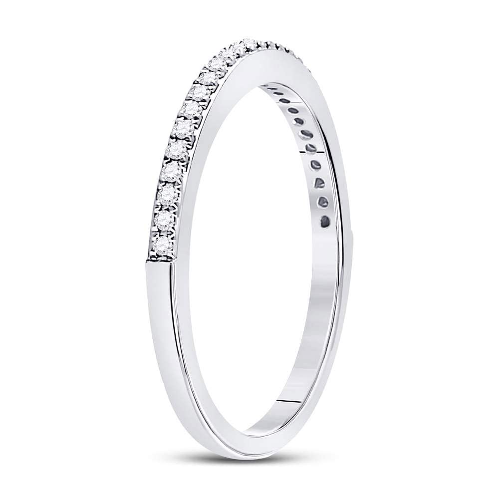 10K White Gold Women's Round Diamond Single Row Stackable Band Ring - 1/8 CTTW - Perfect for Wedding, Anniversary, Engagement & Everyday Elegant Jewelry