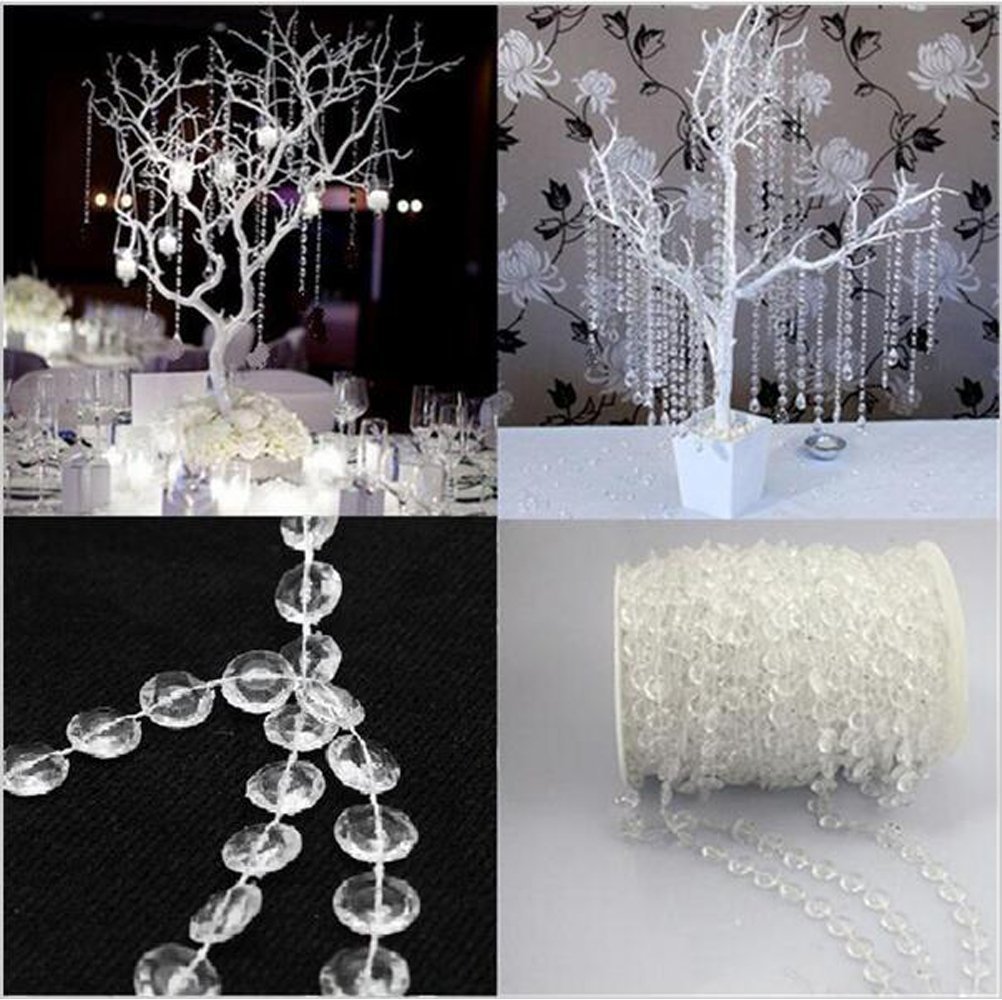 99 ft DIY Acrylic Crystal Beads Garland Strand - Clear Diamond Wedding Decor, Christmas Tree Ornaments, Chandelier & Centerpiece Home Decoration | Perfect for Party, Holiday & Event Decorations