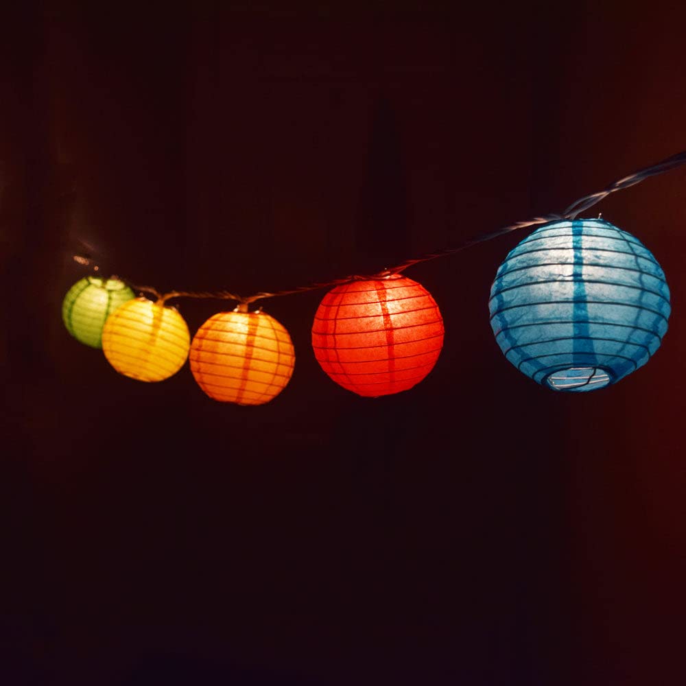 Multi-Color Round Paper Lantern String Lights - 4