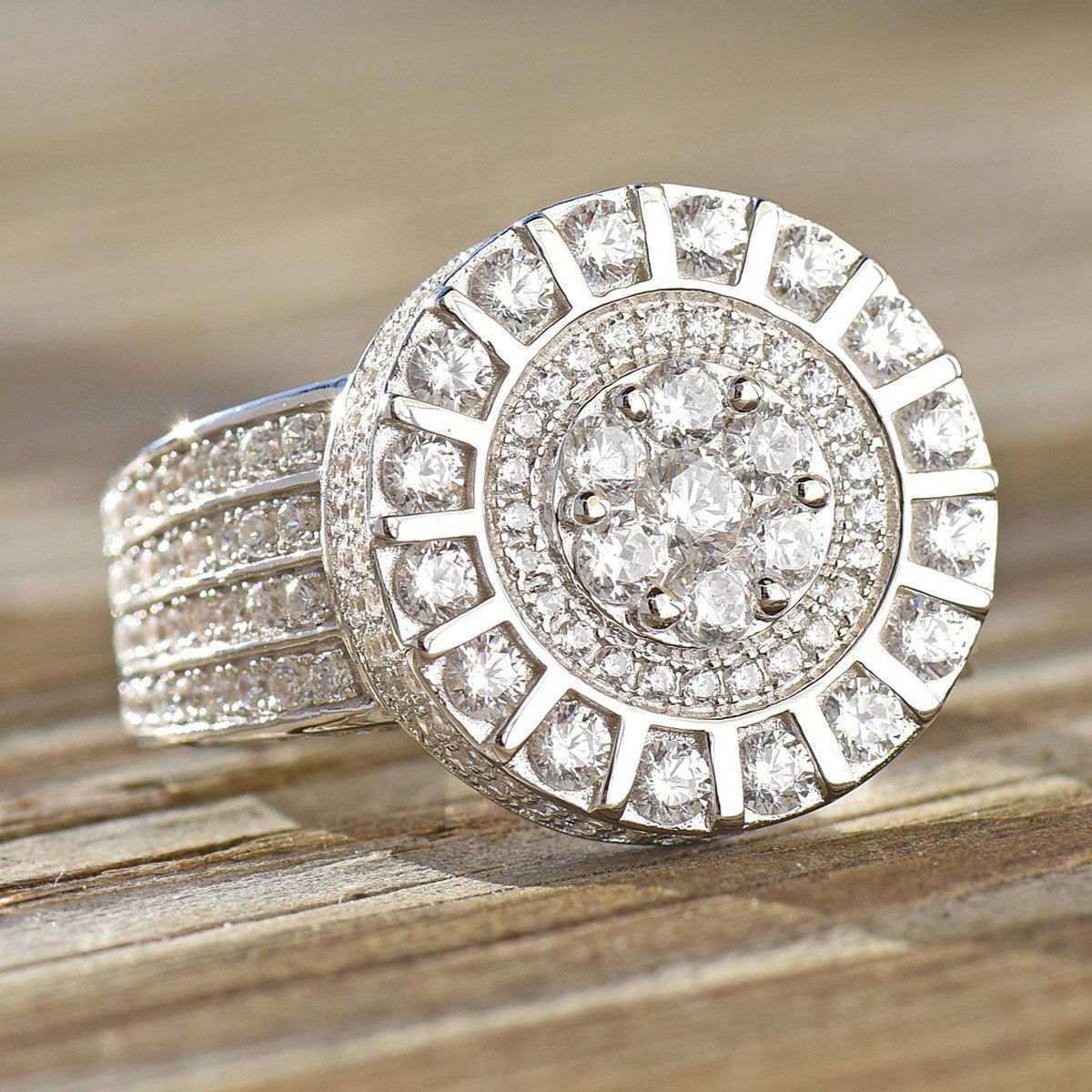 Men's Sterling Silver Cluster Ring - Elegant & Durable Jewelry for Gifts, Weddings & Everyday Wear