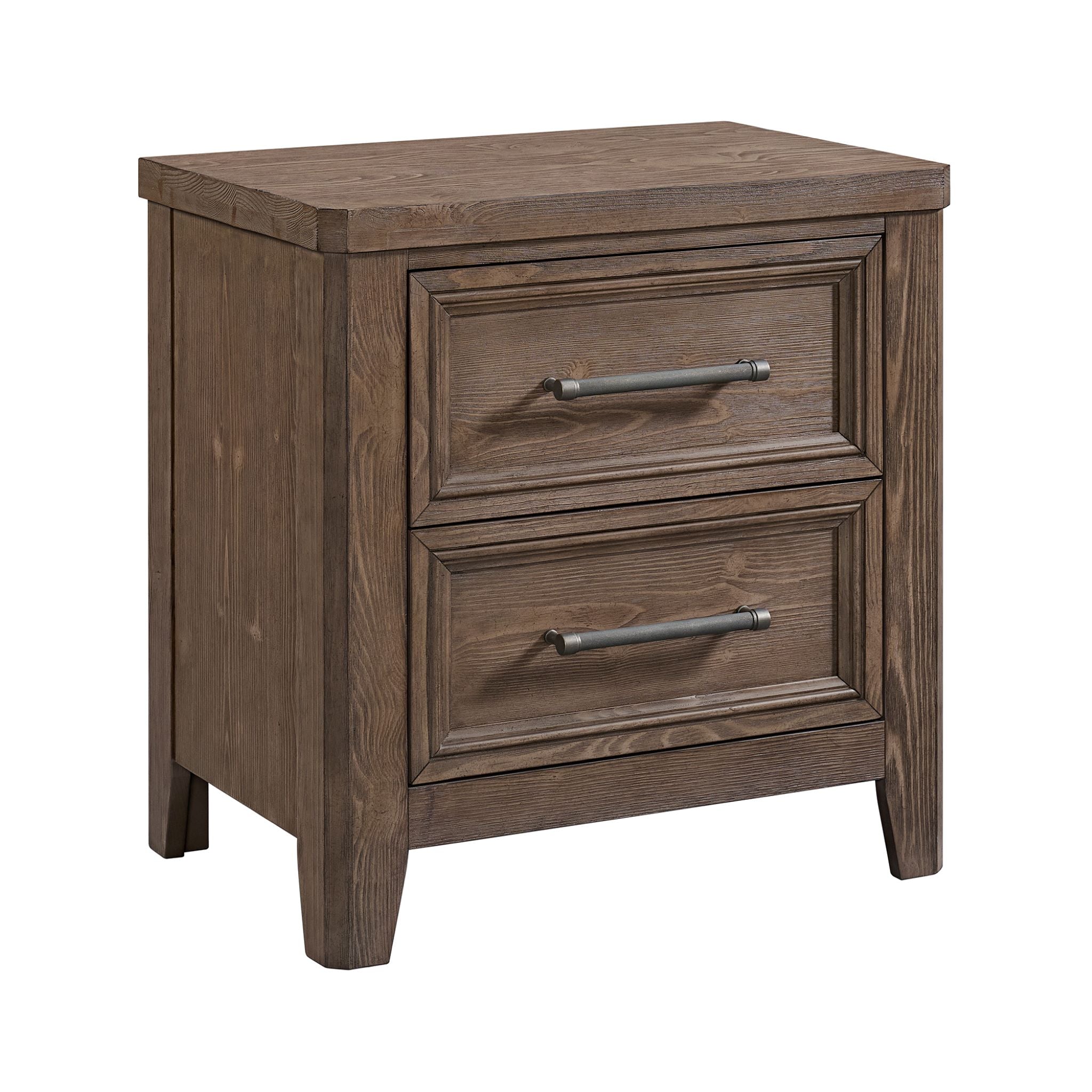 Carlson Night Stand - Weathered Chestnut Finish, Modern Bedside Table with Storage for Bedroom, Living Room, or Office