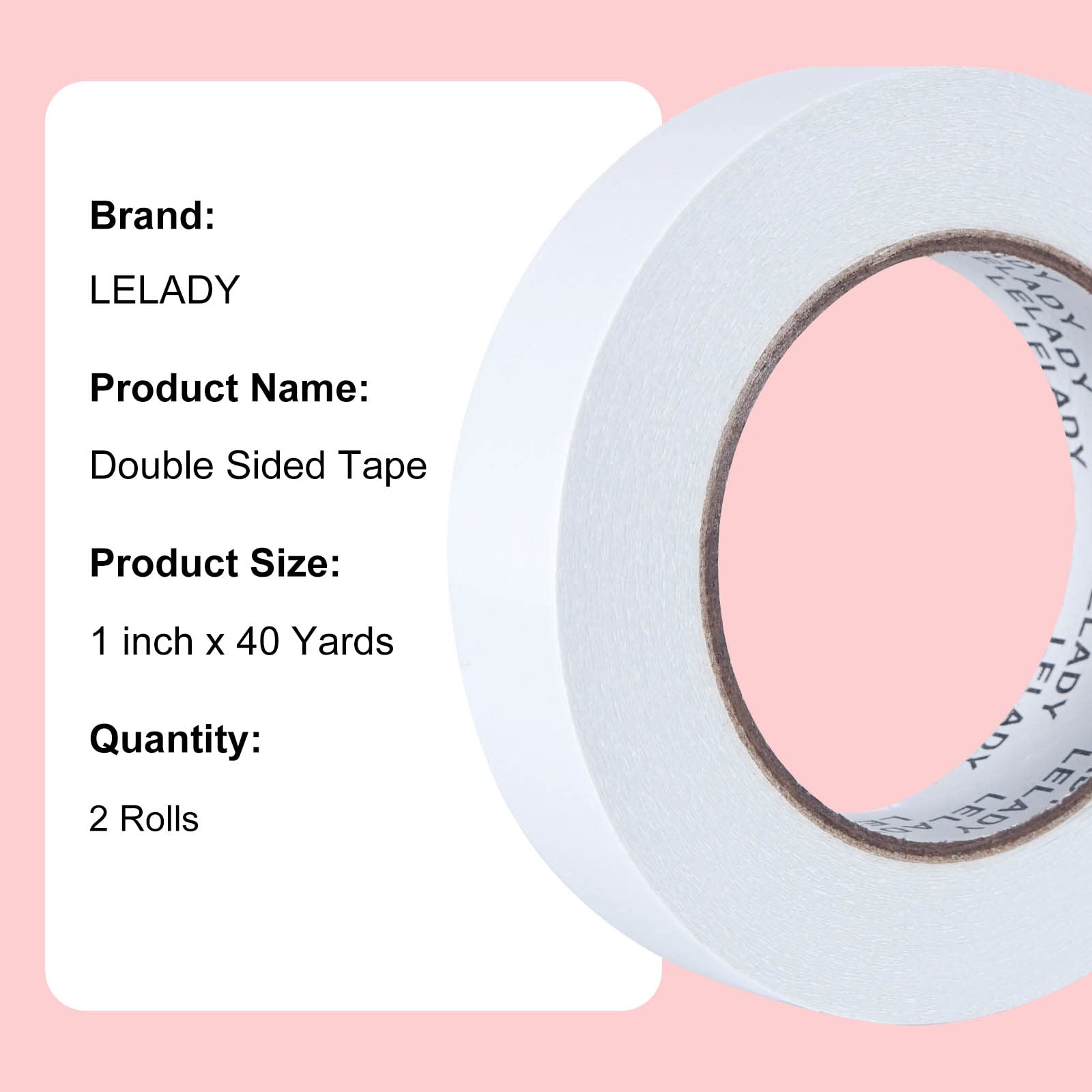 2 Rolls Double Sided Tape 1 Inch x 40 Yards - Strong Adhesive Sticky Tape for Arts, Crafts, Office & School Supplies - Perfect for Scrapbooking, Wall Decor, Photo Mounting & DIY Projects