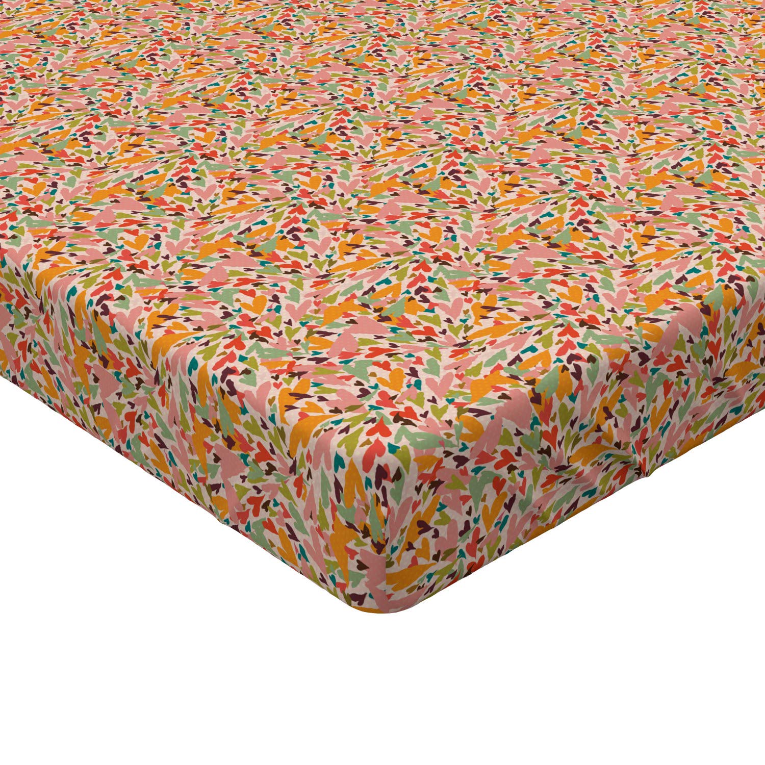 Ambesonne Valentine's Day Fitted Sheet - Colorful Distorted Heart Design for Twin Bed | Romantic Deep Pocket Bedding with All-Around Elastic | Perfect for Couples' Bedrooms, Guest Rooms & Valentine's Gifts