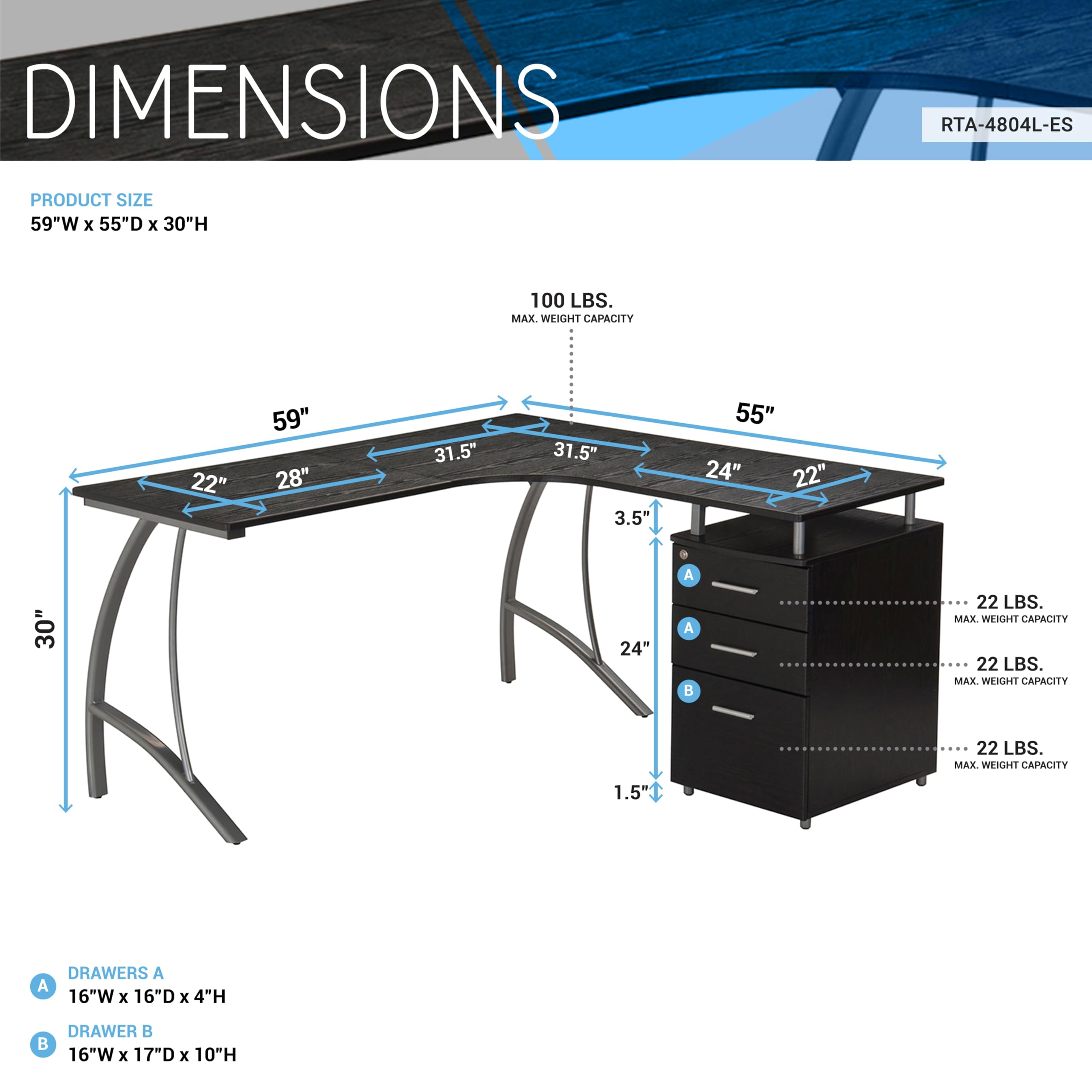 Techni Mobili L-Shaped Computer Desk with File Cabinet & Corner Storage - Adjustable Left/Right Hand Configuration, Espresso Brown - Perfect for Home Office, Study & Workspace Organization