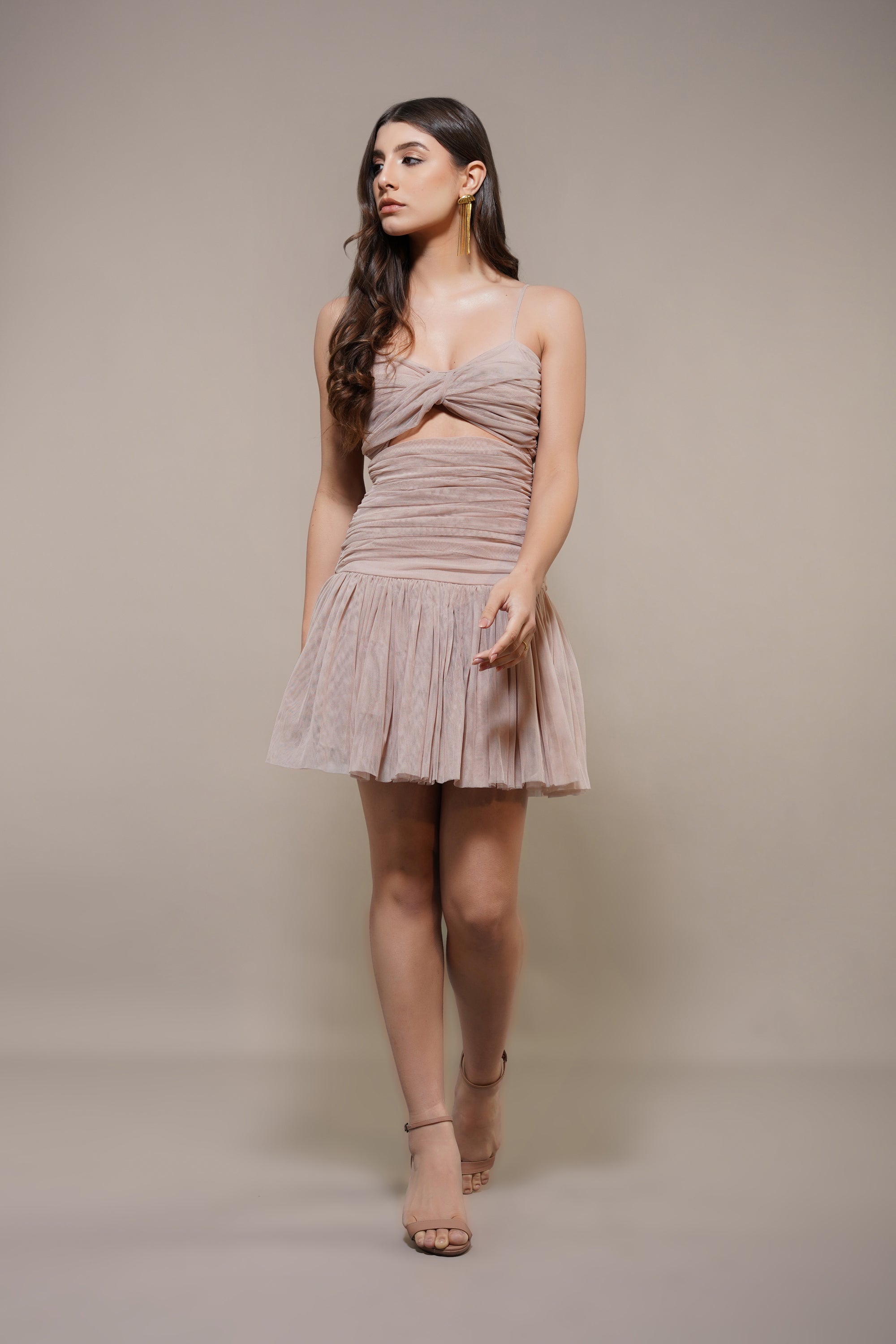 Theodora Mini Dress in Blush - Elegant Short Sleeve Party Dress for Women, Perfect for Cocktail Parties, Date Nights & Special Occasions