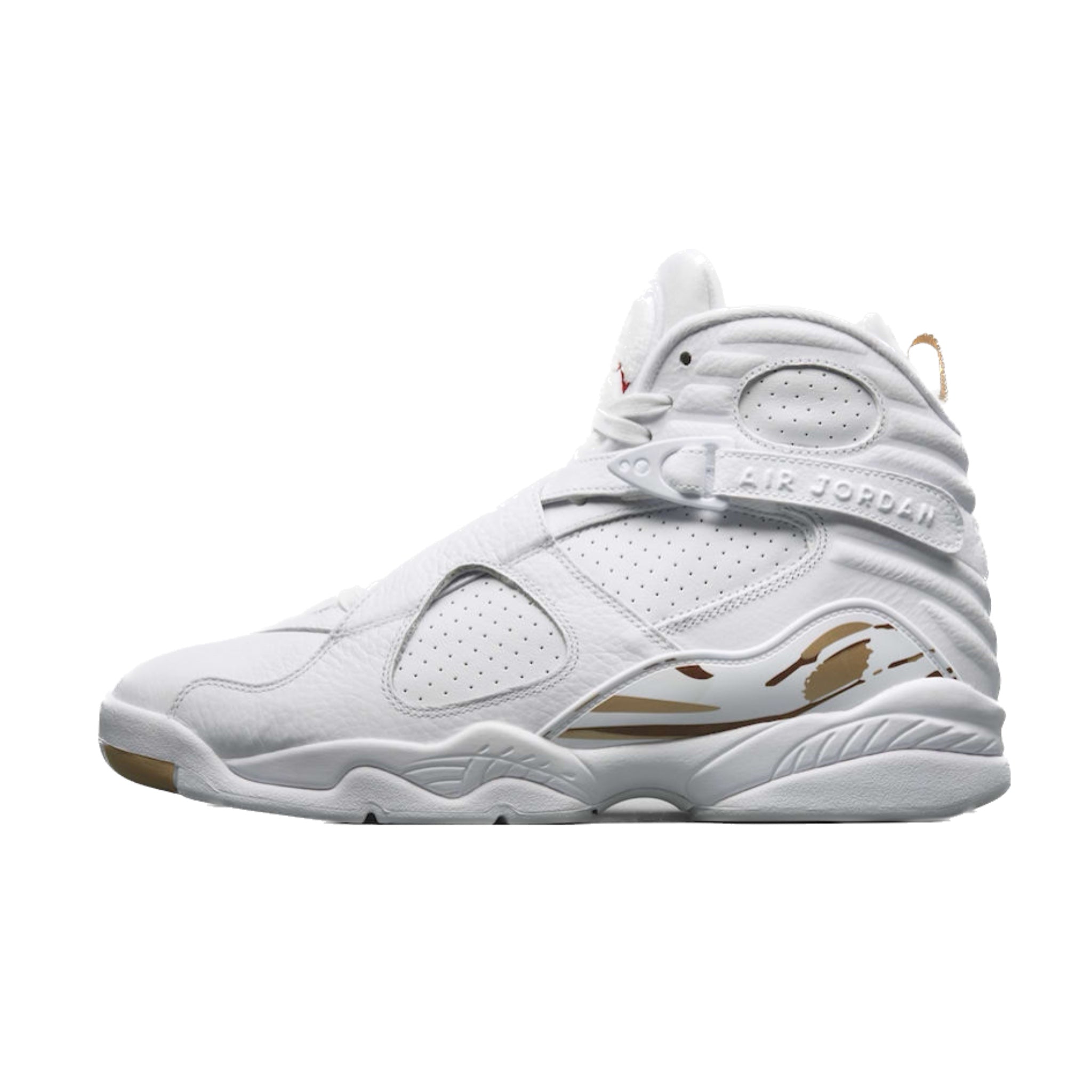 Air Jordan 8 Retro OVO Sneakers - White, Blue, Metallic Gold & Varsity Red Colorway | Men's Basketball Shoes for Court Play & Streetwear Fashion