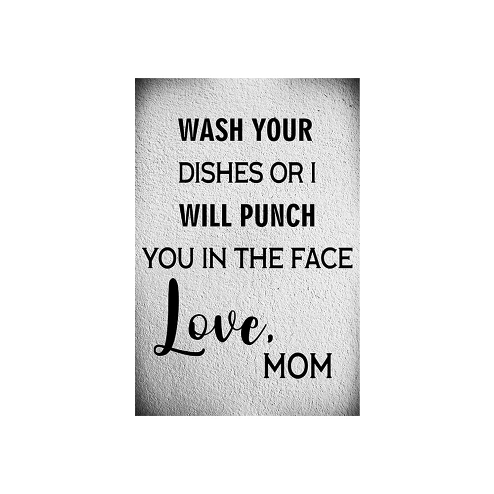 Vintage Wash Your Dishes Tin Metal Wall Sign - Rustic Bathroom & Kitchen Decor with Funny Retro Design - Perfect for Farmhouse, Cafe, Laundry Room & Home Bar Decor