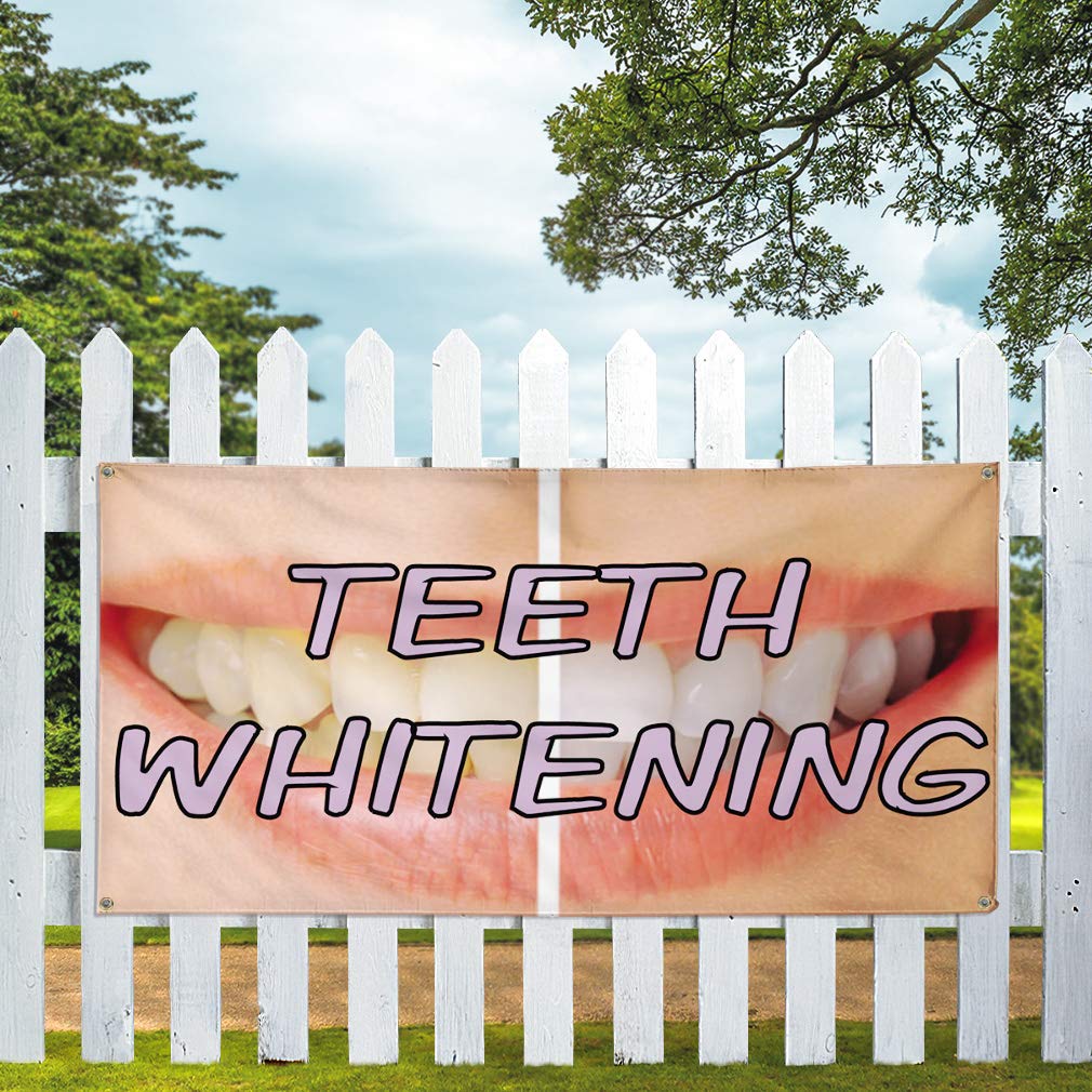 Premium Vinyl Banner - 16x40 Inches with 4 Grommets | Weatherproof Outdoor Advertising Sign for Teeth Whitening, Healthcare & Industrial Yard Use | Durable Printing for Business Promotion & Events