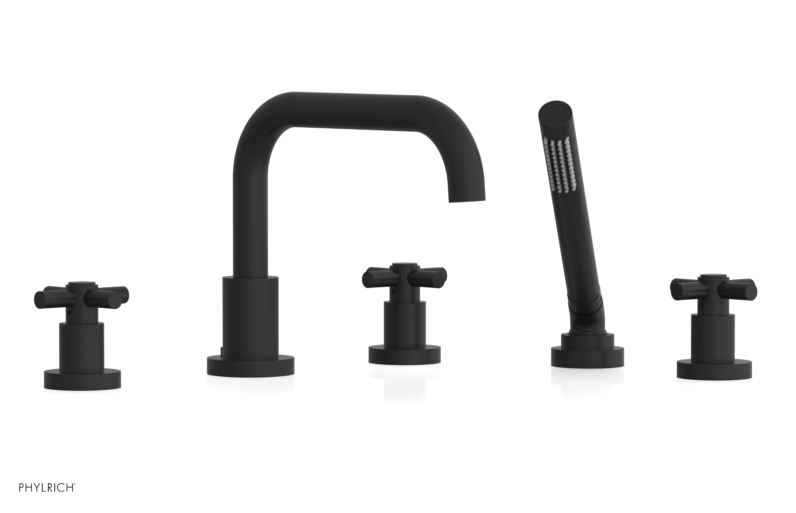 Premium Deck Mount Tub Faucet with Hand Shower - D2136D1 Tubular Cross Handles for Bathroom Sink & Bathtub | Perfect for Modern Home Renovation & Spa-Like Bathing Experience