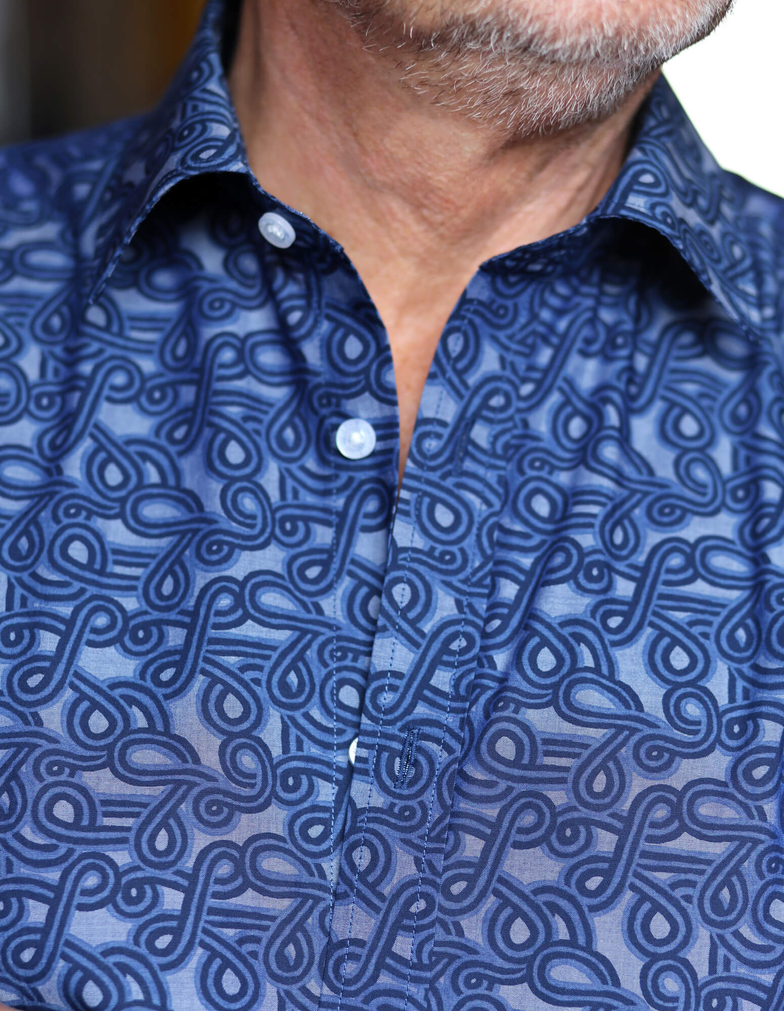 DÉCLIC Liberty Brady Loop Print Shirt for Men - Navy Blue Casual Button Down Shirt - Perfect for Office, Date Night & Weekend Outings