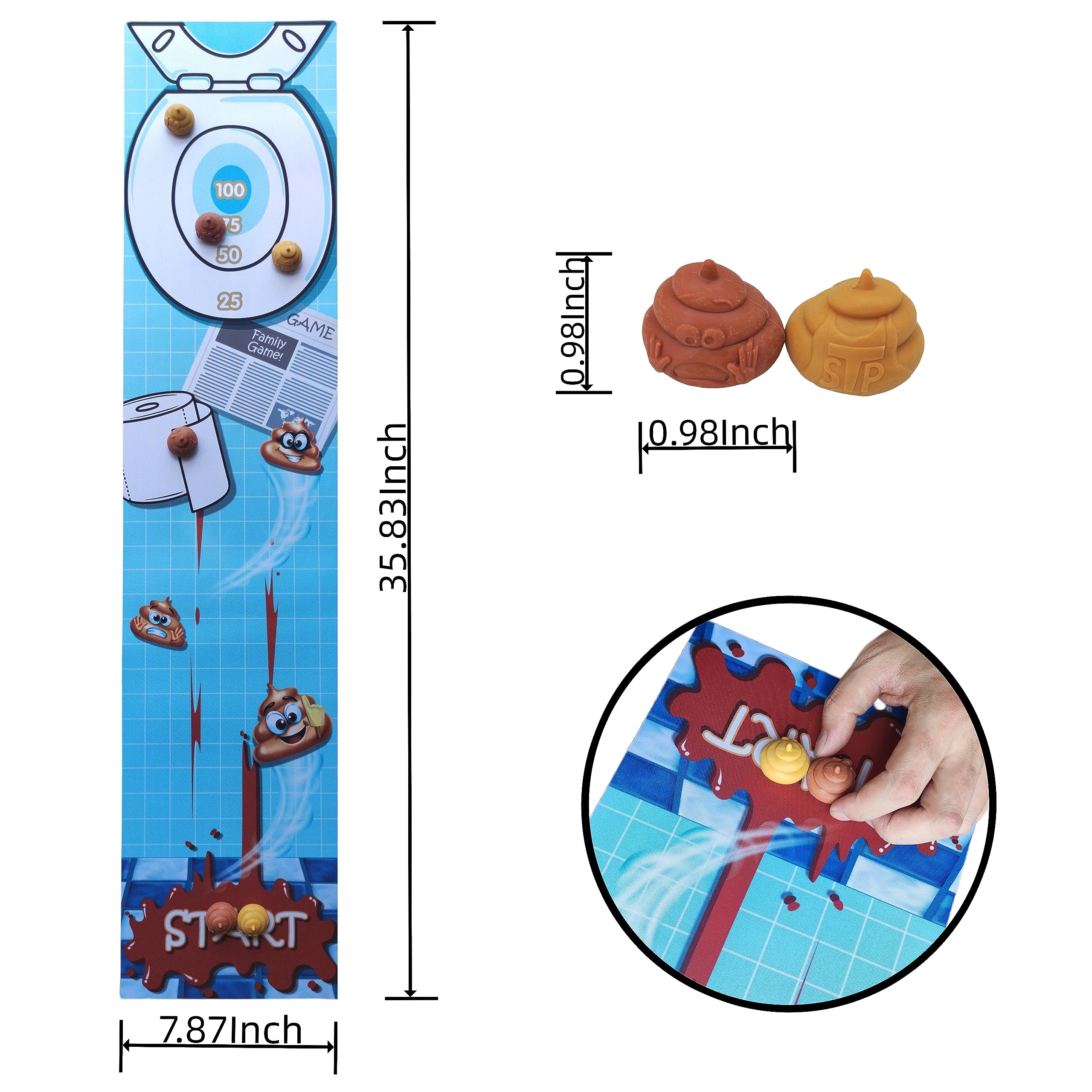 Poop Game & Poop Curling for Kids - Fun Tabletop Mini Shuffleboard & Family Table Top Curling Stones Game - Perfect for Family Game Nights & Kids' Parties
