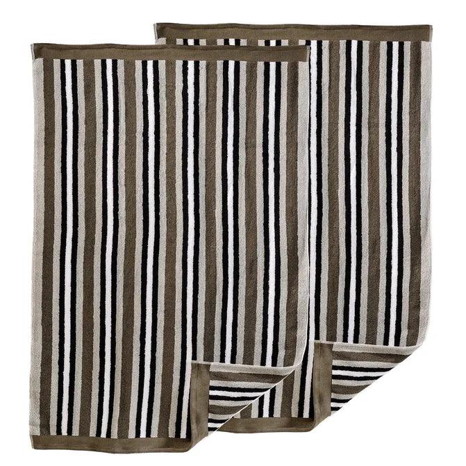 Premium Cotton Striped 2-Piece Bath Towel Set - Medium Weight, Soft & Absorbent for Spa, Bathroom & Beach Use