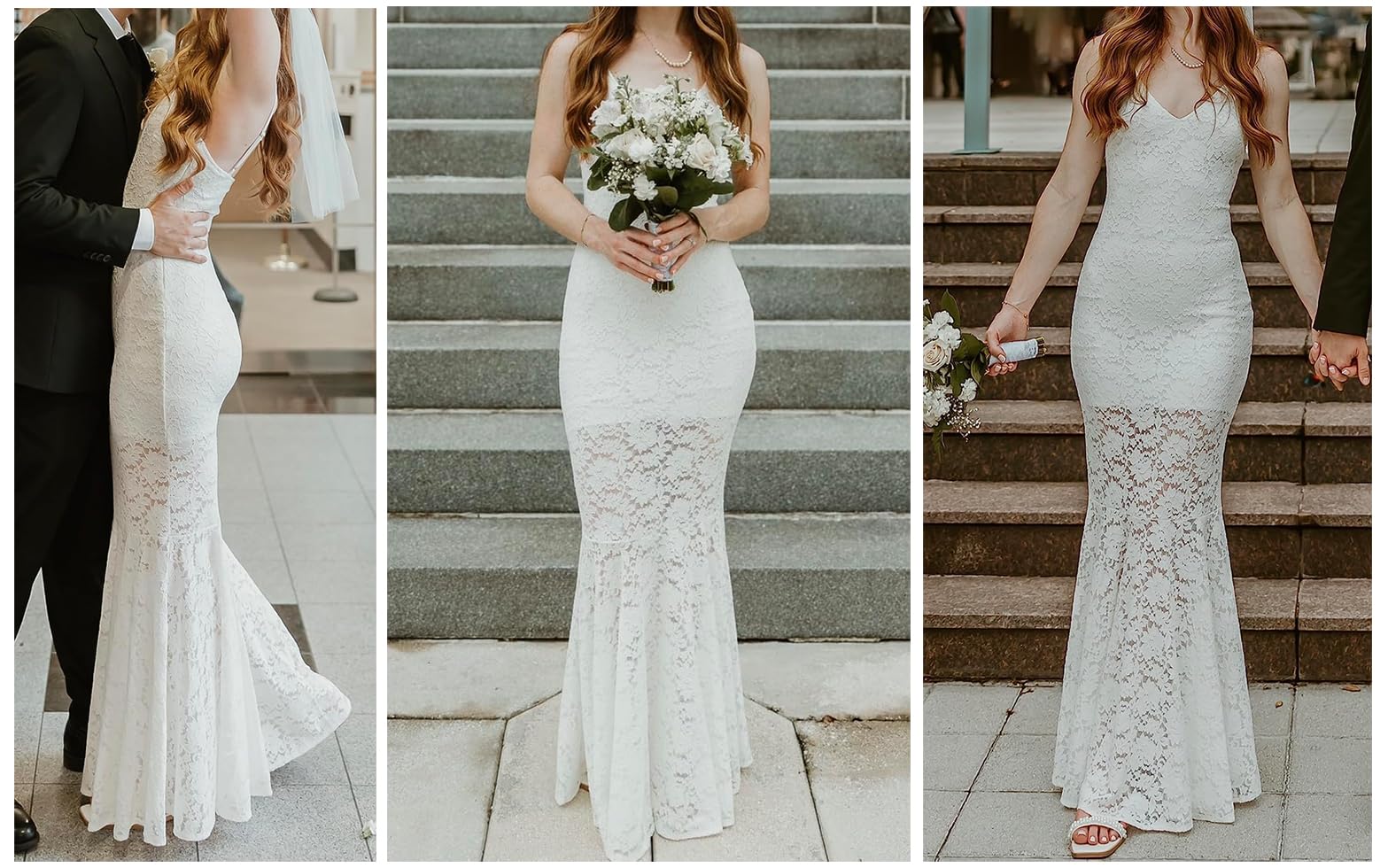 Aigeman Women's Floral Lace Spaghetti Strap Mermaid Maxi Dress - Elegant Beach Wedding Guest, Cocktail Party & Evening Gown for Special Occasions