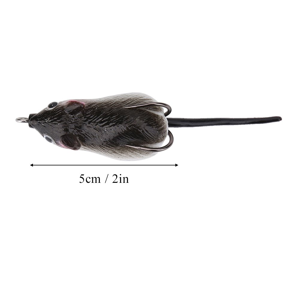 Artificial Floating Mouse Fishing Lures with Double Sharp Hooks - Saltwater & Freshwater Bass Fishing Bait (Dark Gray) - Perfect for Topwater Bass, Pike, and Muskie Fishing in Lakes & Rivers