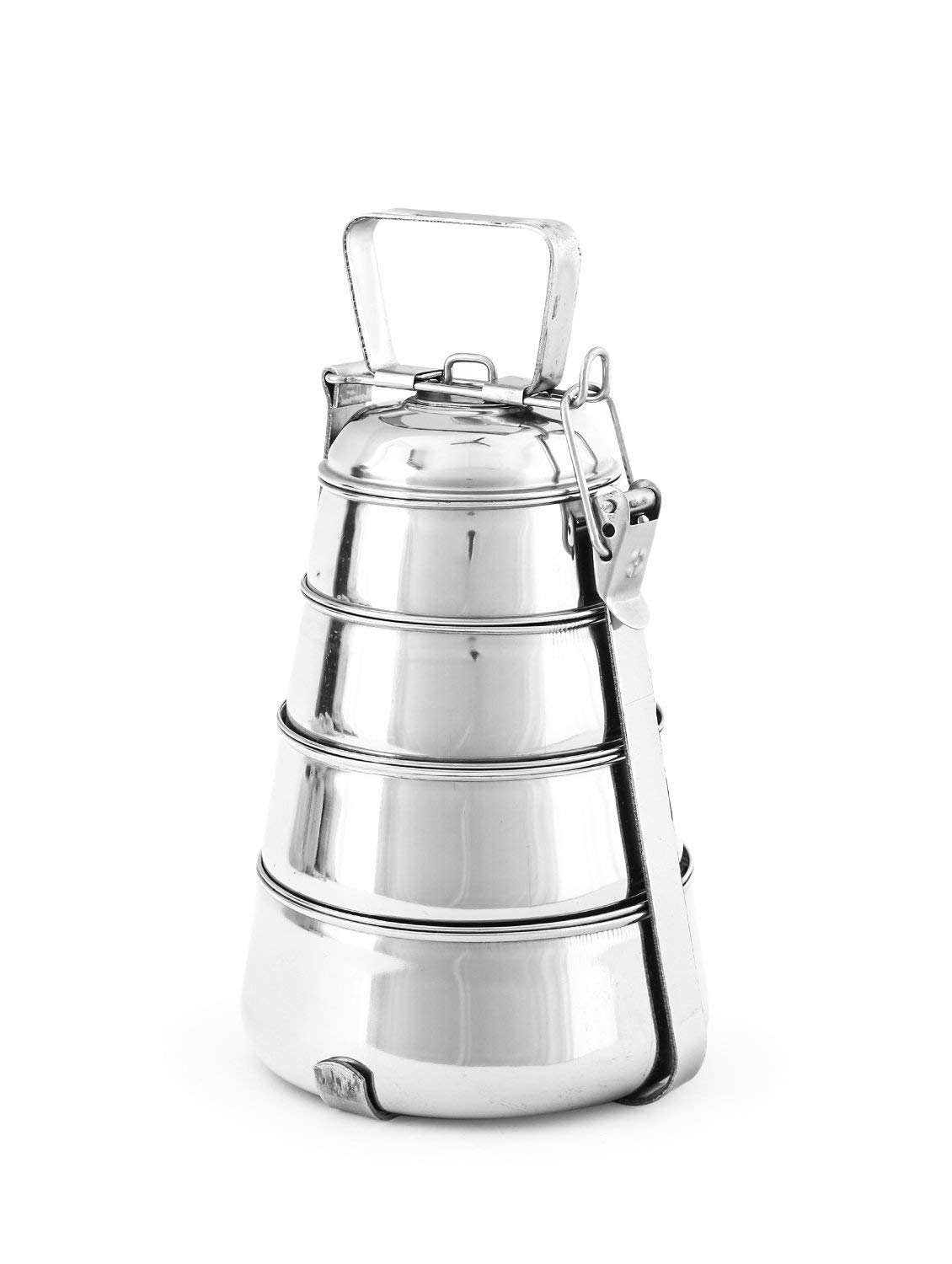 WhopperIndia 4-Tier Stainless Steel Lunch Box - BPA-Free, Food Grade Tiffin Container for School, Office & Picnics | Durable & Leak-Proof Meal Prep Solution