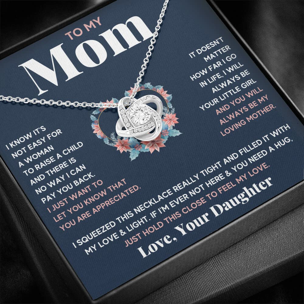 Mother Daughter Necklace Set - Sterling Silver Heart Pendant Jewelry Gift for Mom, Birthday, Christmas & Mother's Day - Engraved Message Card & Gift Box Included - Perfect for Anniversaries, Valentine's Day & Special Occasions