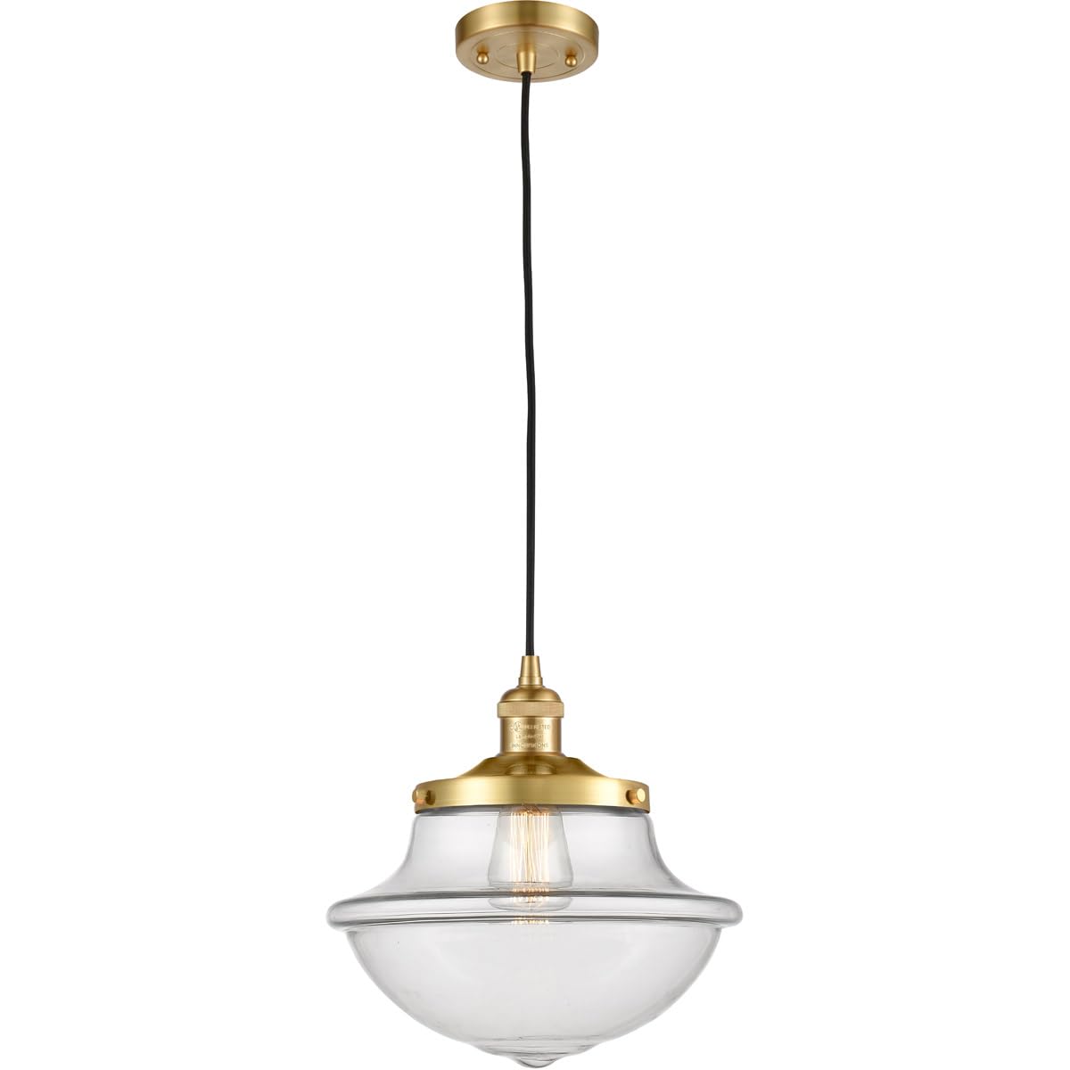 201C-SG-G542-LED Bare Bulb 1 Light Cord Set in Satin Gold - Vintage Edison Style Hanging Pendant Light for Bedroom, Cafe, Restaurant & Home Decor