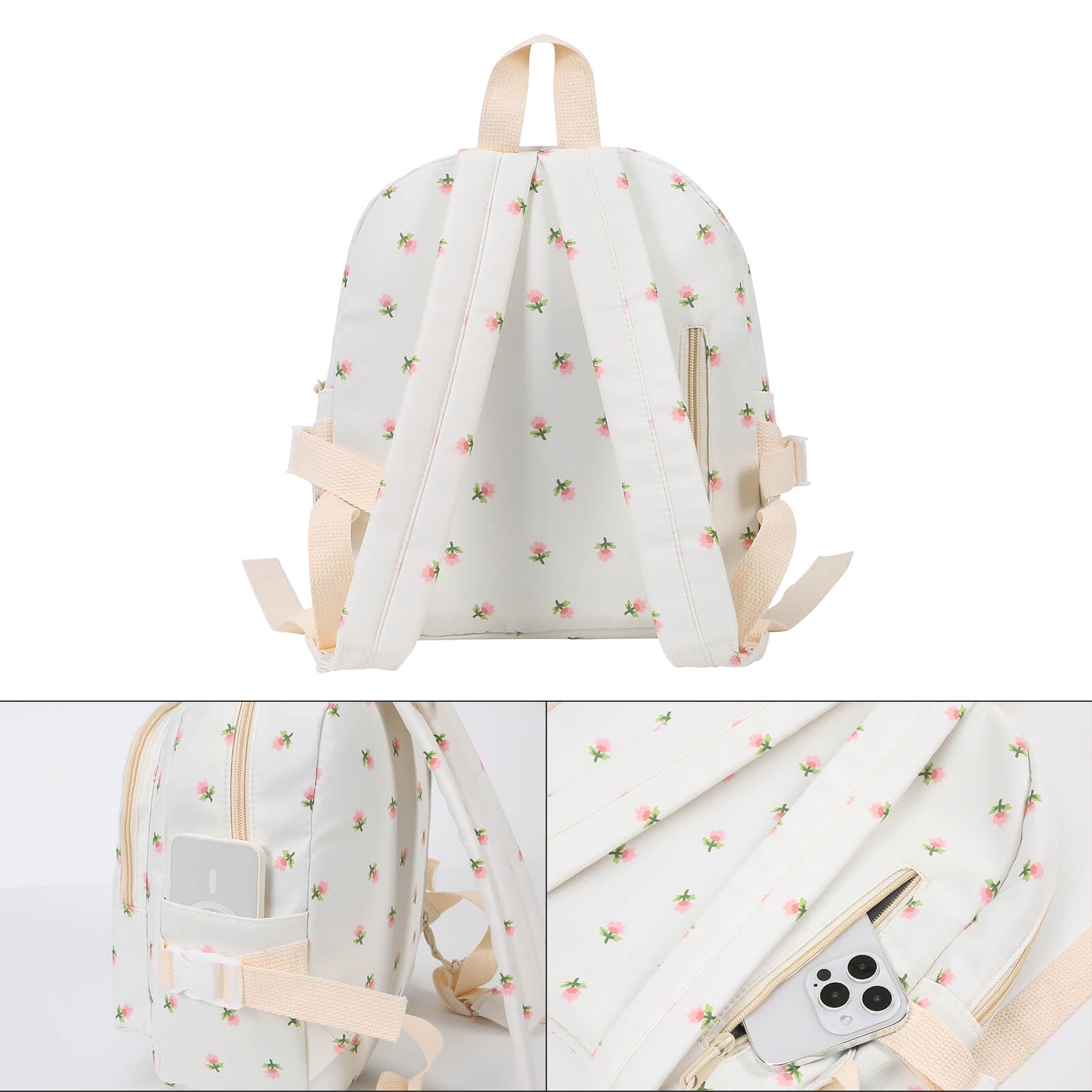 Cute Mini Backpack Purse for Girls & Teens - Small Aesthetic Backpack with Bear Pendant | School, Travel, Shopping & Everyday Use