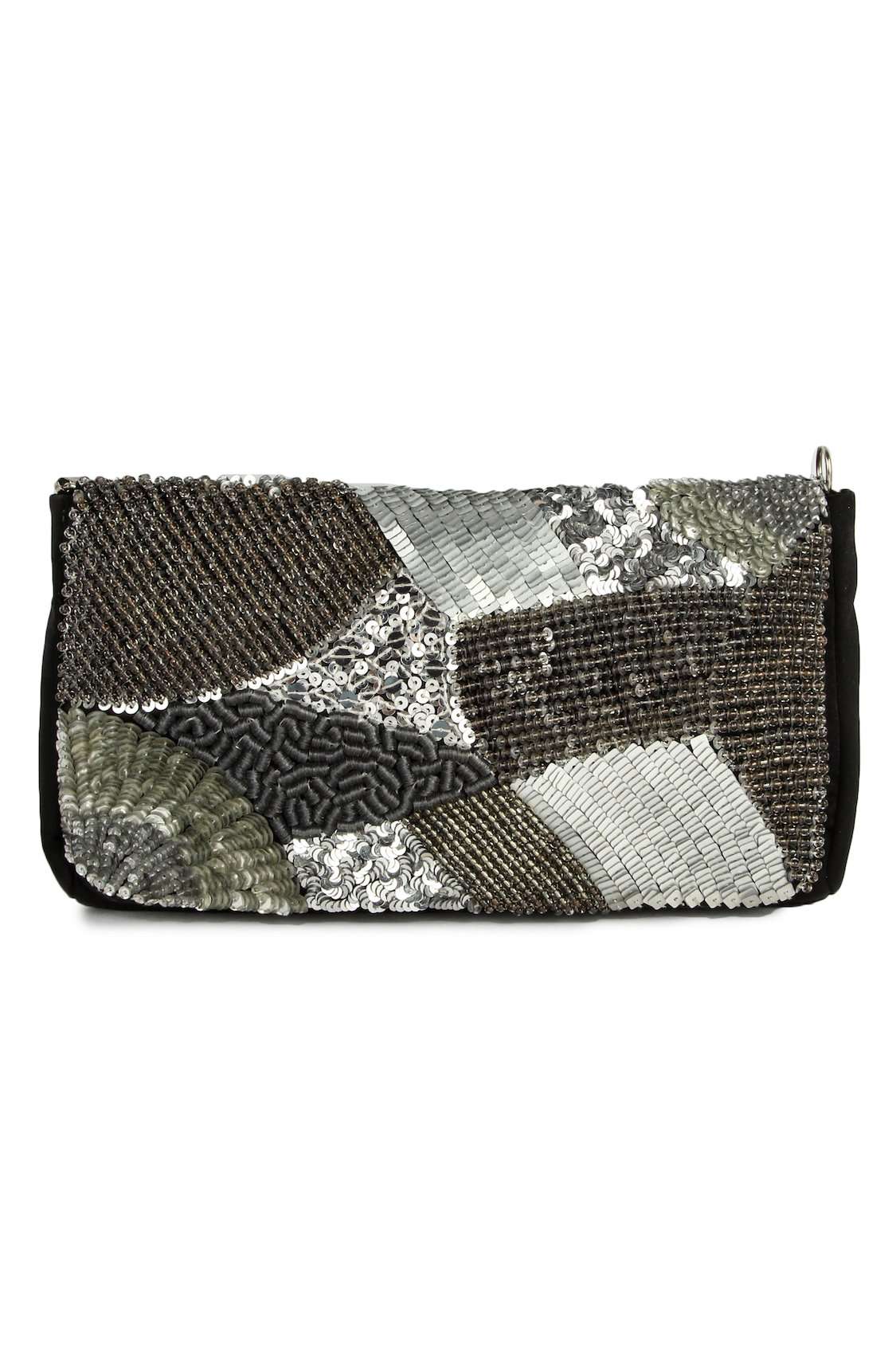 Elegant Madeline Black and Silver Clutch Bag for Women - Perfect for Evening Parties, Weddings & Special Occasions