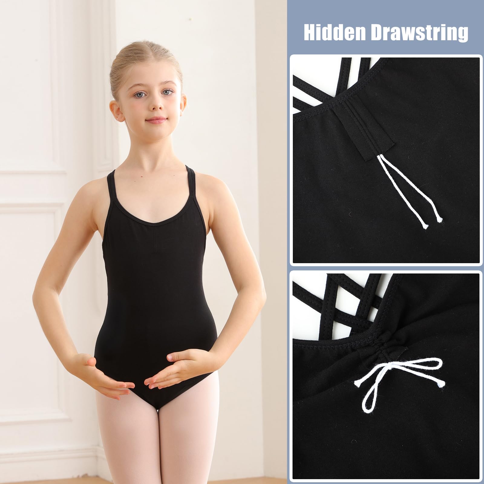HiDance Cotton Camisole Ballet Leotards for Girls, Toddlers & Kids - Double Strap Gymnastics & Dancewear - Perfect for Ballet Classes, Recitals & Dance Practice