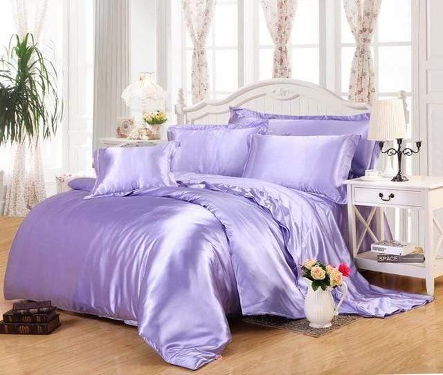 Premium Satin Silk Duvet Cover Set - Queen Size Bedding with Pillowcases - Soft & Breathable Luxury Bed Sheets for Master Bedroom, Guest Room, or Hotel Use