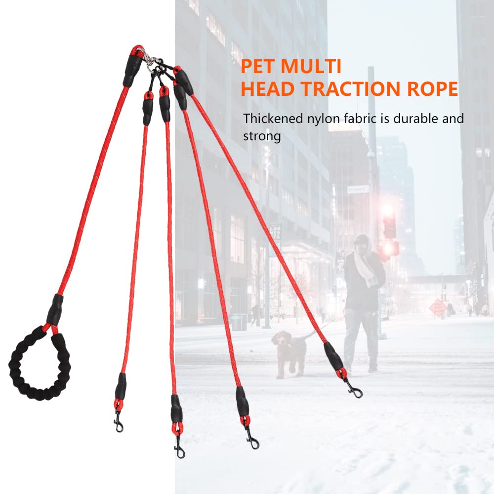 **4-in-1 Reflective Dog Leash Set – Tangle-Free 360° Swivel, Comfortable & Durable for Large, Medium & Small Dogs (Red) – Perfect for Walking, Training & Multi-Dog Owners**