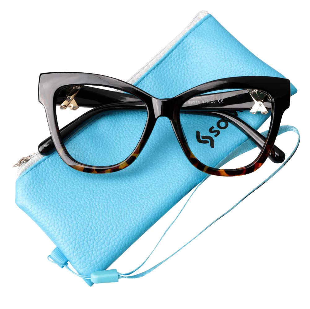 SOOLALA Blue Light Blocking Reading Glasses with Shiny Rhinestones - Stylish Butterfly Frame Computer Glasses for Women, Perfect for Office Work, Screen Time & Night Reading