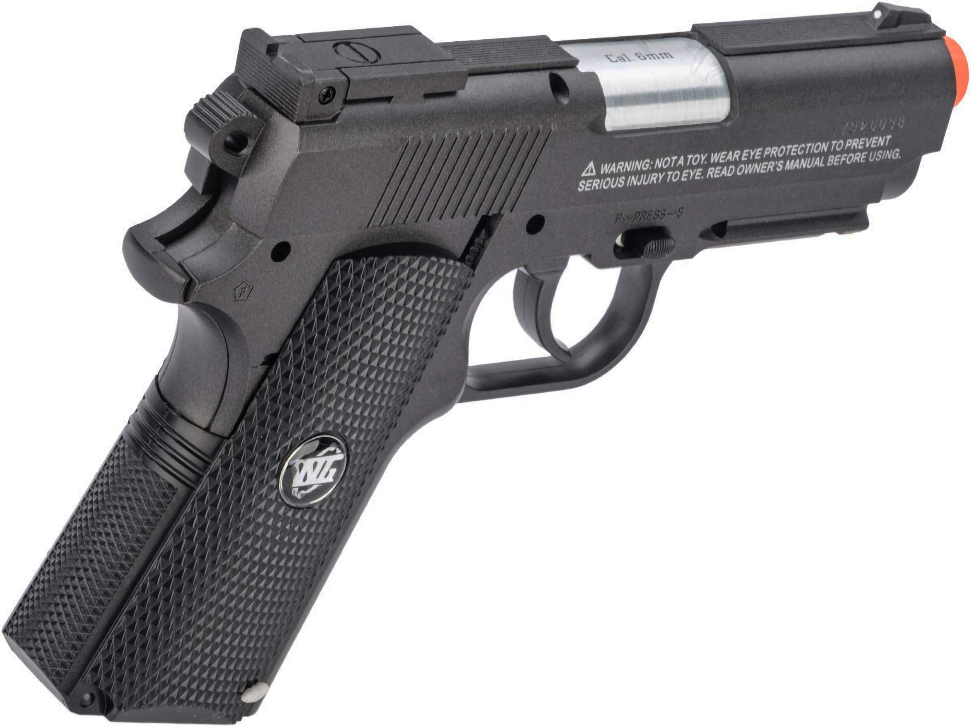 WG High Power Airsoft 1911 Compact CO2 Gas Pistol - Black/Black Handle | Realistic Airsoft Gun for Training & Tactical Games | Perfect for Target Practice, Military Simulation & Airsoft Battles