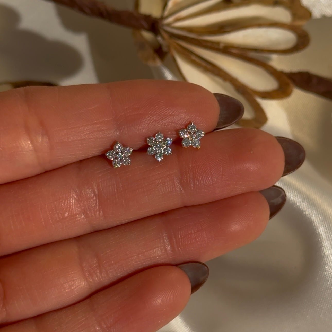 14K White Gold Round Diamond Flower Stud Earrings for Women - Perfect for Weddings, Parties & Everyday Elegance