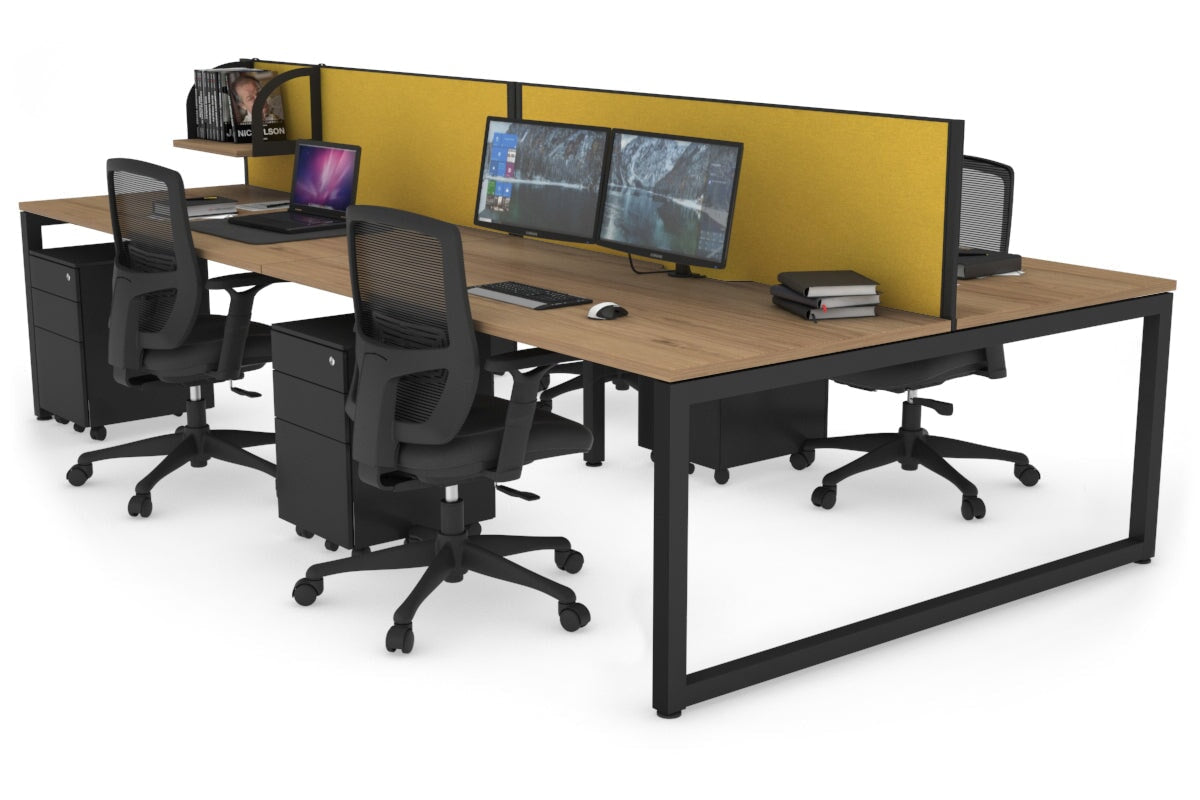 Quadro Loop Legs 4-Person Office Workstation - 1400L x 800W with Cable Management Scallop - Perfect for Collaborative Workspaces & Open Office Environments