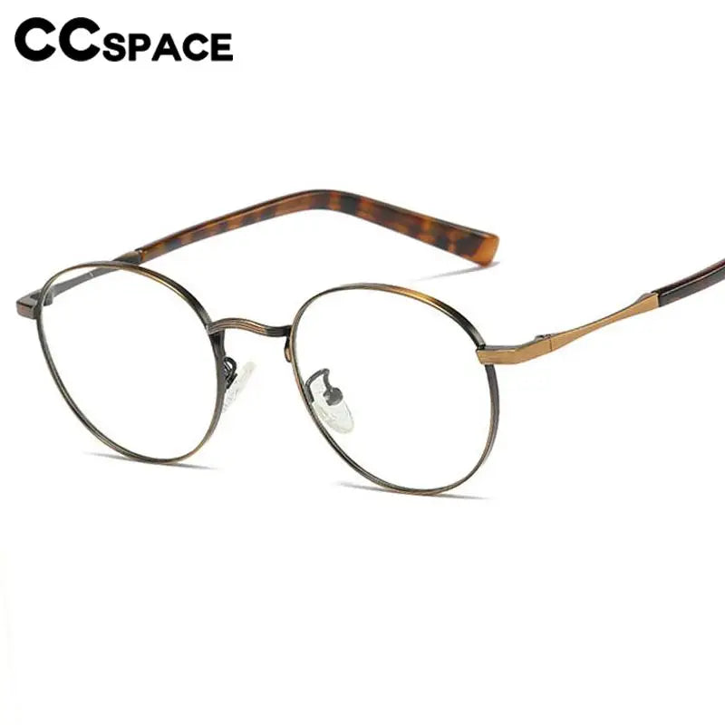 CCspace Unisex Full Rim Oval Alloy Acetate Eyeglasses 57243 - Lightweight & Durable Frame for Men & Women - Perfect for Reading, Work, and Everyday Wear