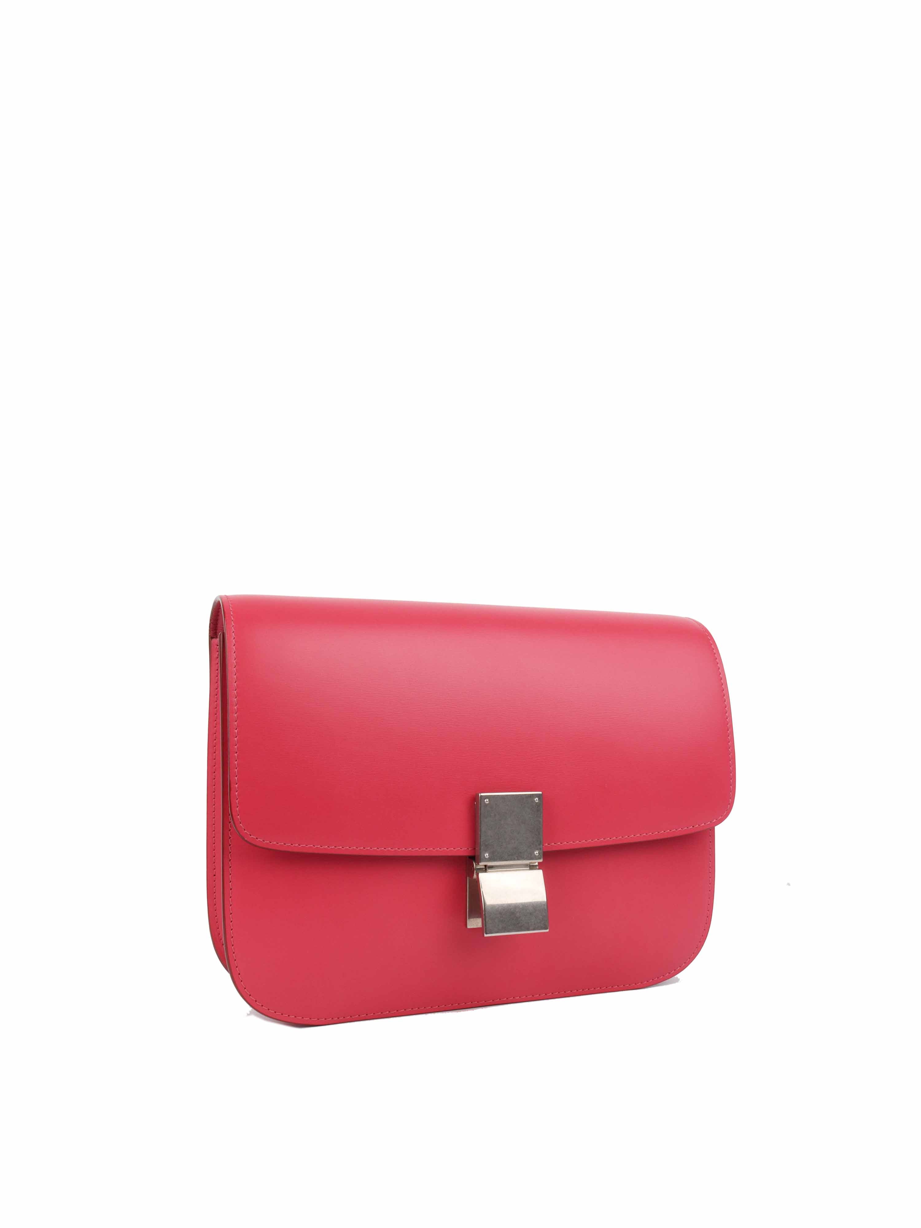 Celine Medium Classic Handbag in Box Calf Leather - Raspberry Pink Luxury Shoulder Bag for Women | Perfect for Work, Travel & Evening Events