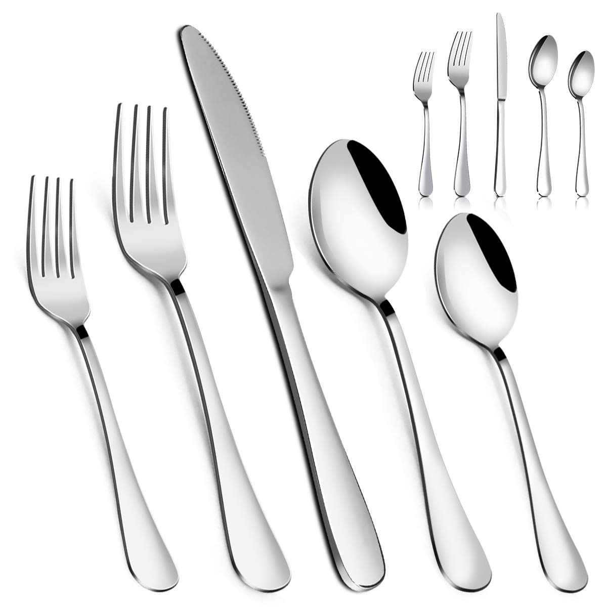 Premium 20-Piece Stainless Steel Flatware Set for 4 - Includes Forks, Spoons & Knives - MASSUGAR Silverware Set - Dishwasher Safe - Perfect for Dining, Parties & Everyday Use