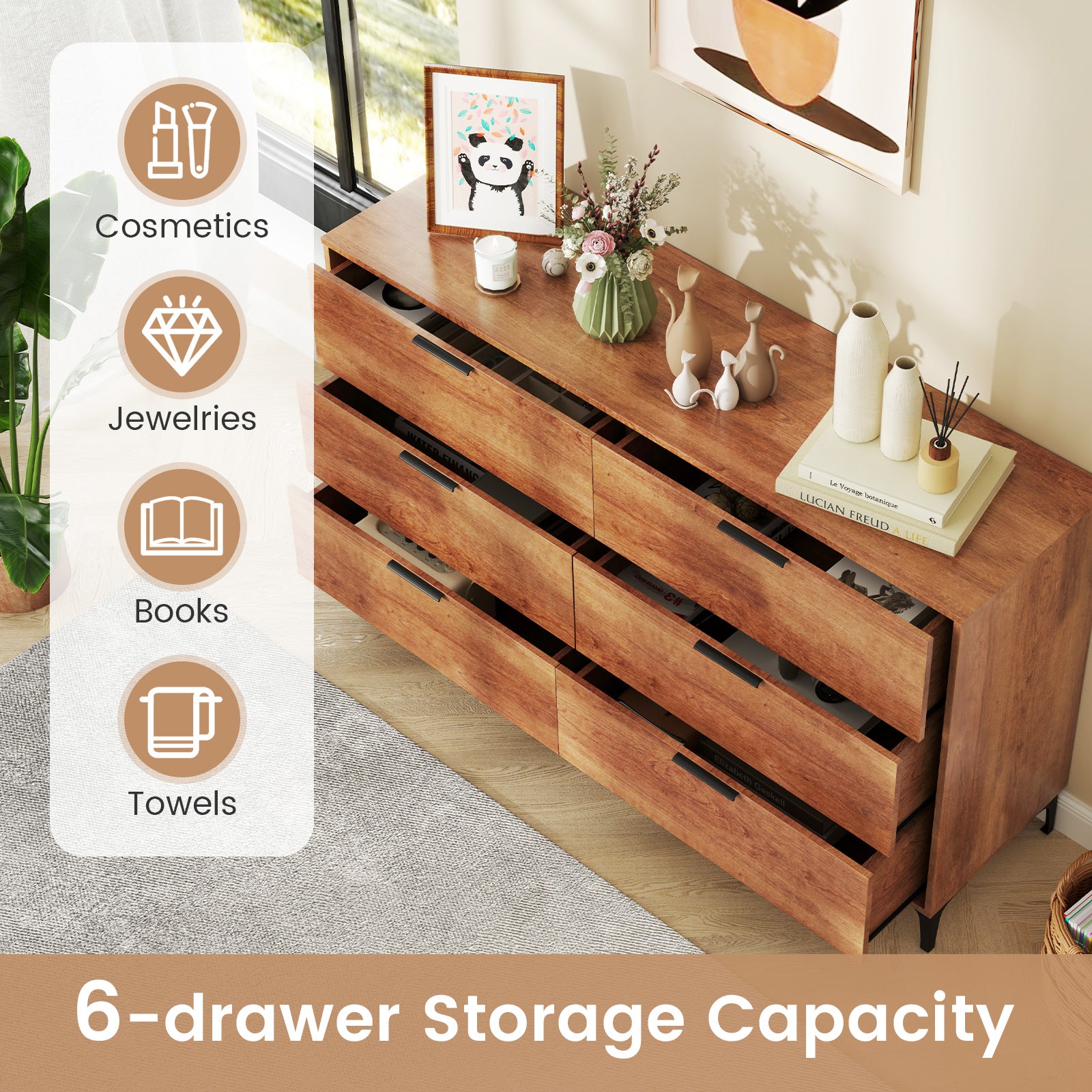 Costway 6-Drawer Dresser with Interlock System, 59