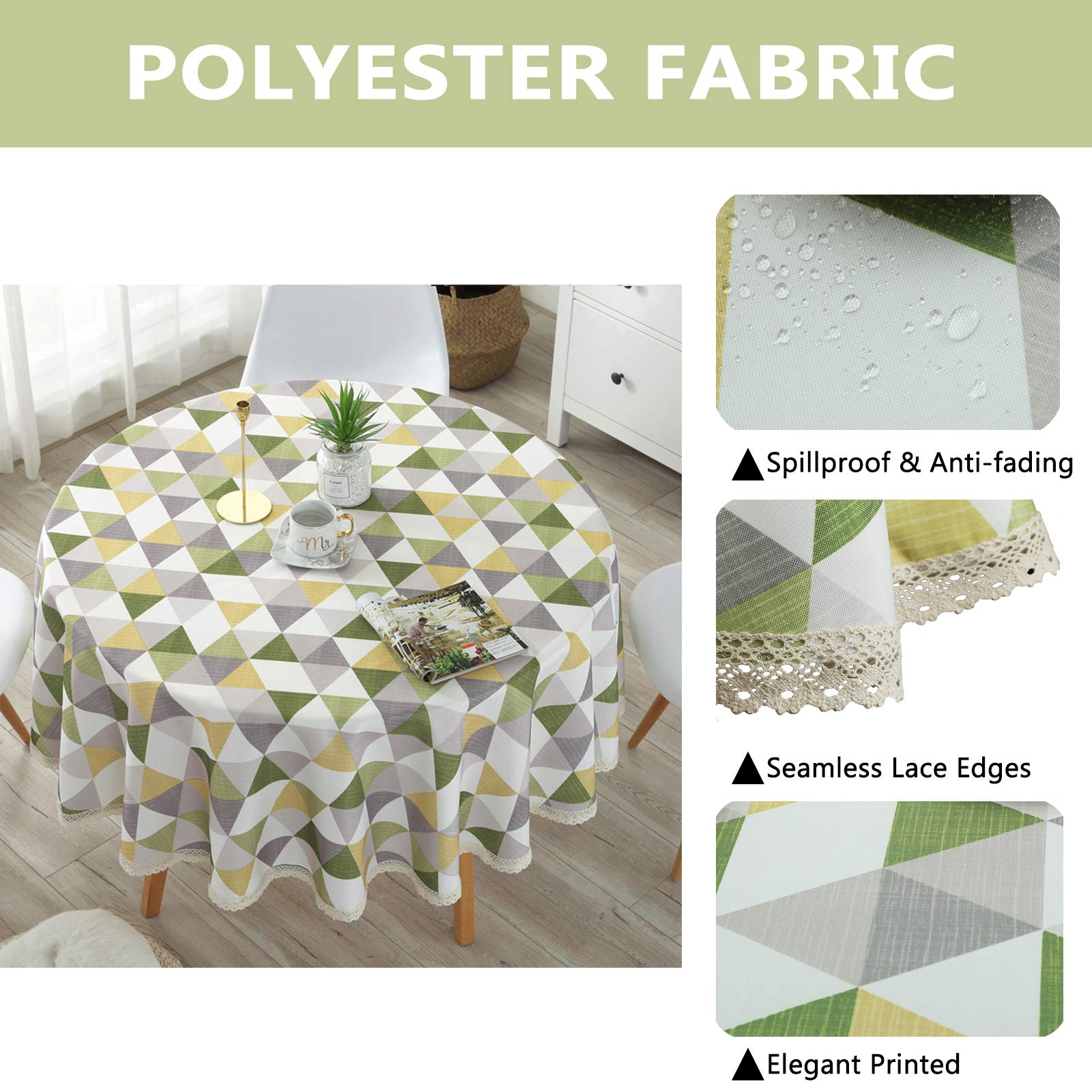 Premium Heavy Duty Spillproof Tablecloth - Elegant Printed Lace Table Cover for Dining Room, Kitchen & Home Decor - 63
