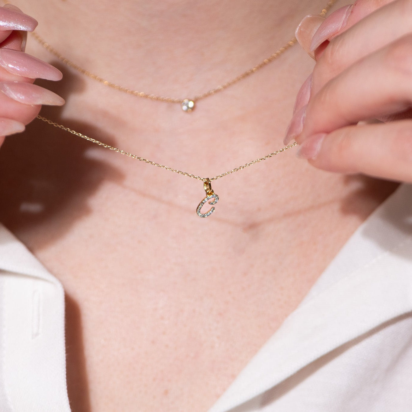 14K Solid Yellow Gold Cursive Diamond Initial Necklace - Personalized Monogram Pendant for Women - Perfect Gift for Birthday, Anniversary, Valentine's Day & Everyday Elegance