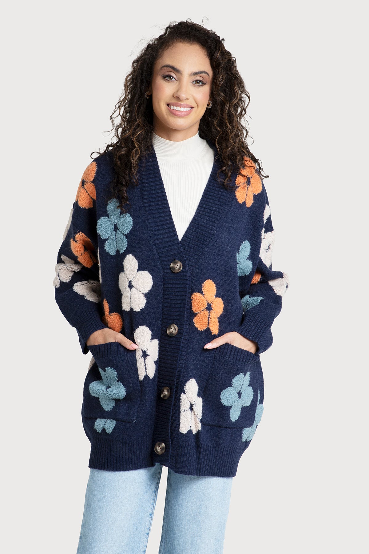 Floral Knit Cardigan for Women - Lightweight Open Front Sweater - Perfect for Spring & Fall Outfits, Office Wear & Casual Dates