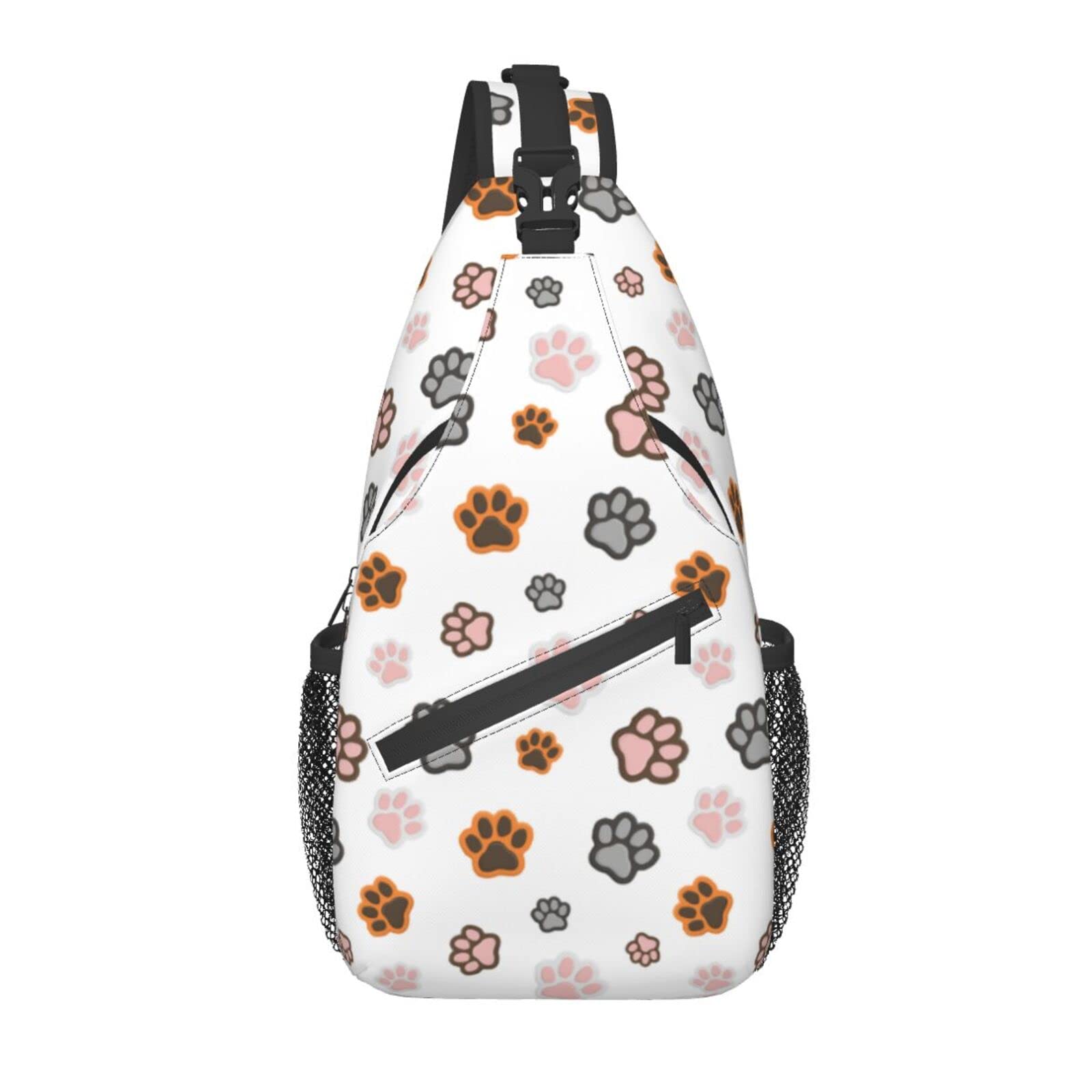 Dog Sling Backpack for Hiking - Paw Print Chest Bag for Men & Women