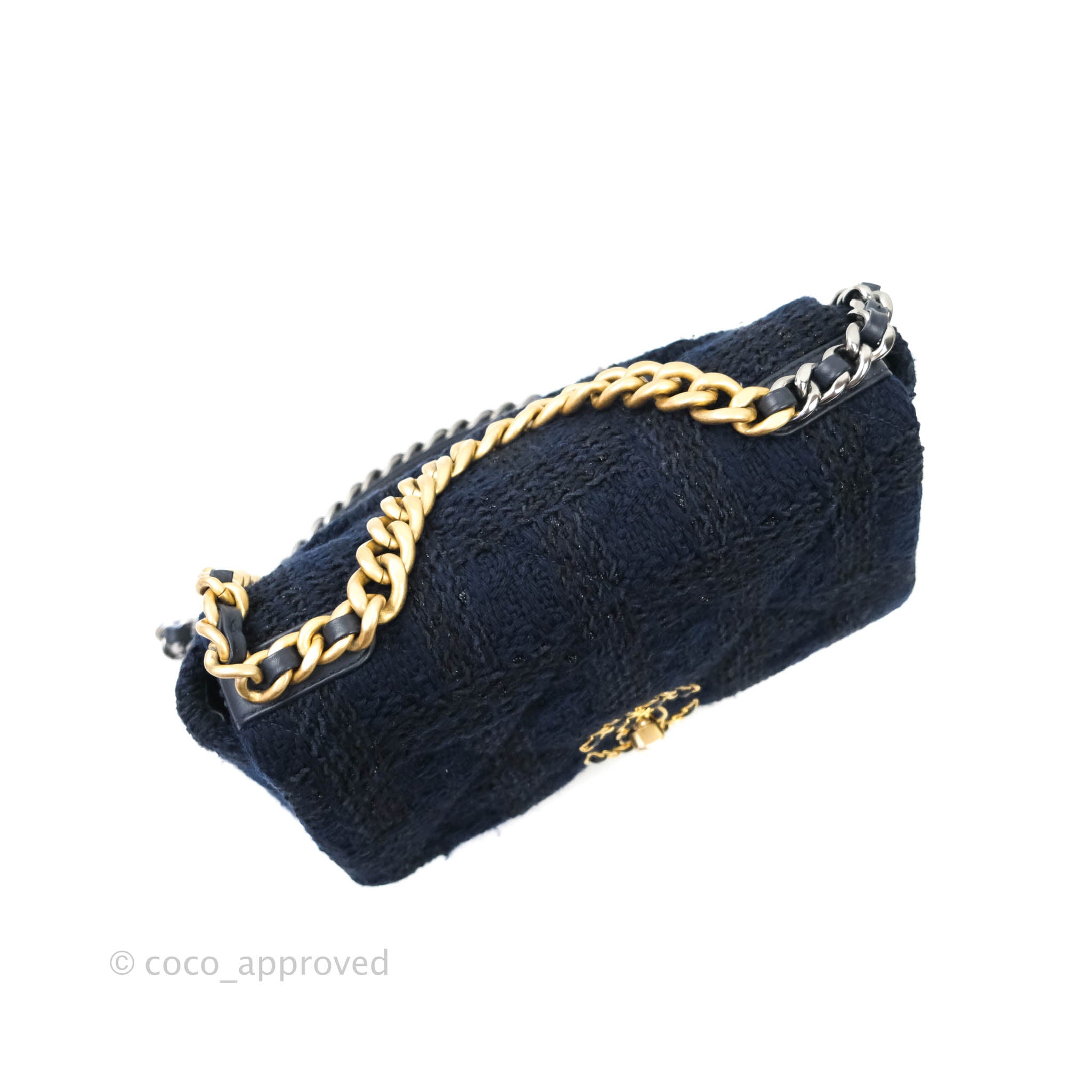 Chanel 19 Small Tweed Navy Mixed Hardware Handbag - Luxury Designer Crossbody Bag for Women | Perfect for Work, Travel & Evening Events