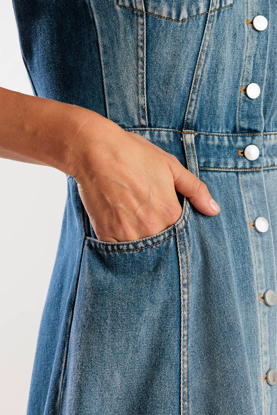 Stylish Denim Midi Dress for Women - Casual Summer Beach Outfit & Boho Chic Fashion | Perfect for Vacations, Dates, and Outdoor Adventures