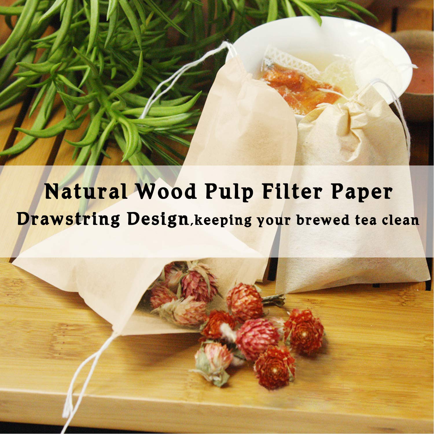 NEPAK 600 Pcs Disposable Tea Bags with Drawstring - Empty Tea Filter Bags for Loose Leaf Tea (2.36 x 3.15 Inch) - Perfect for Home Brewing, Iced Tea & DIY Herbal Blends
