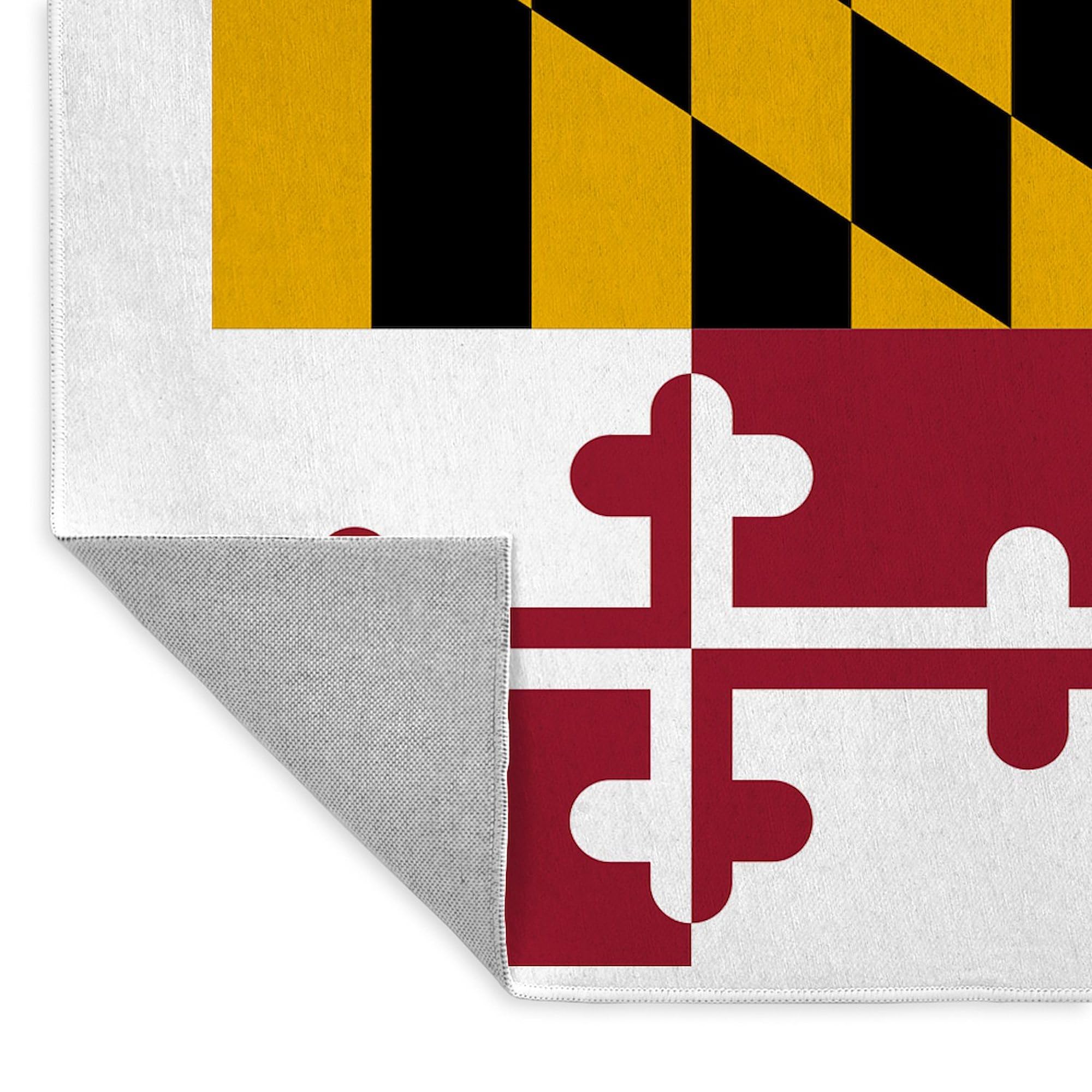 Maryland State Flag 3'X5' Decorative Area Rug - Non-Slip Fabric Throw Rug for Living Room, Bedroom & Dorm Decor