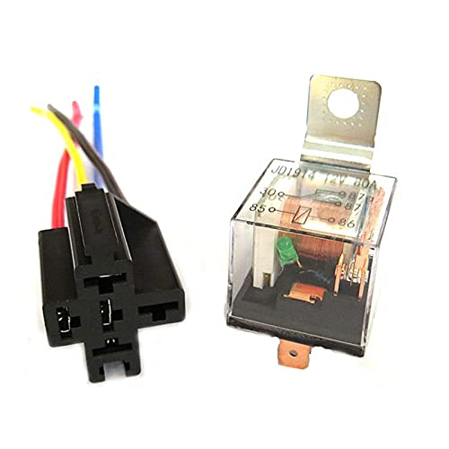 12V 80A Heavy Duty Waterproof 5-Pin Relay Switch Kit with Wiring Harness - for Fog Lights, Battery Control, AC Systems | Automotive, Marine & Industrial Applications