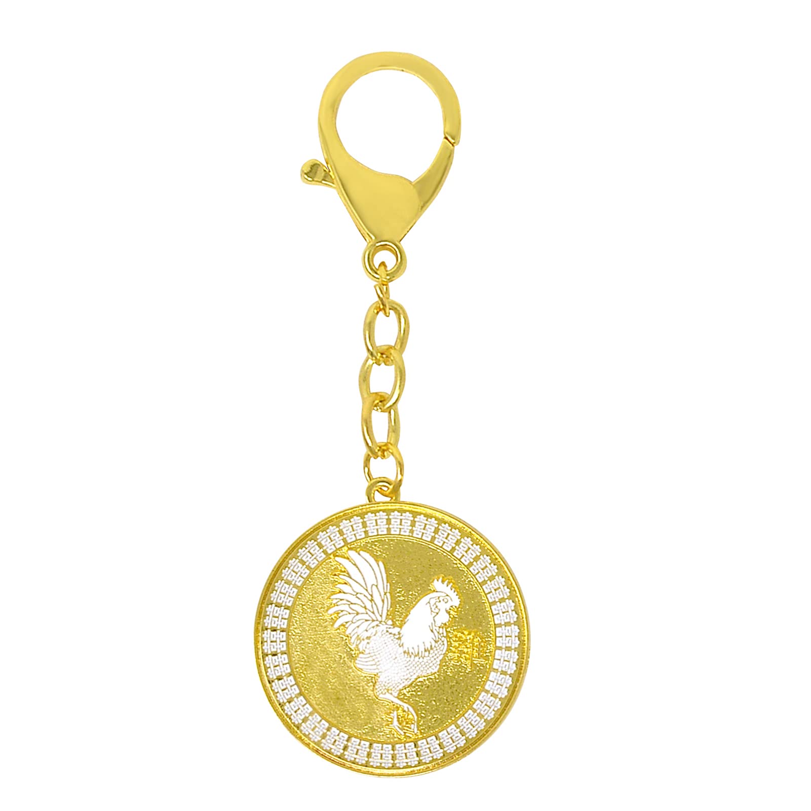 Feng Shui Rooster Peach Blossom Amulet Keychain - Chinese Zodiac Lucky Charm for Love & Relationships - Perfect for Attracting Romance, Gifts & Personal Protection