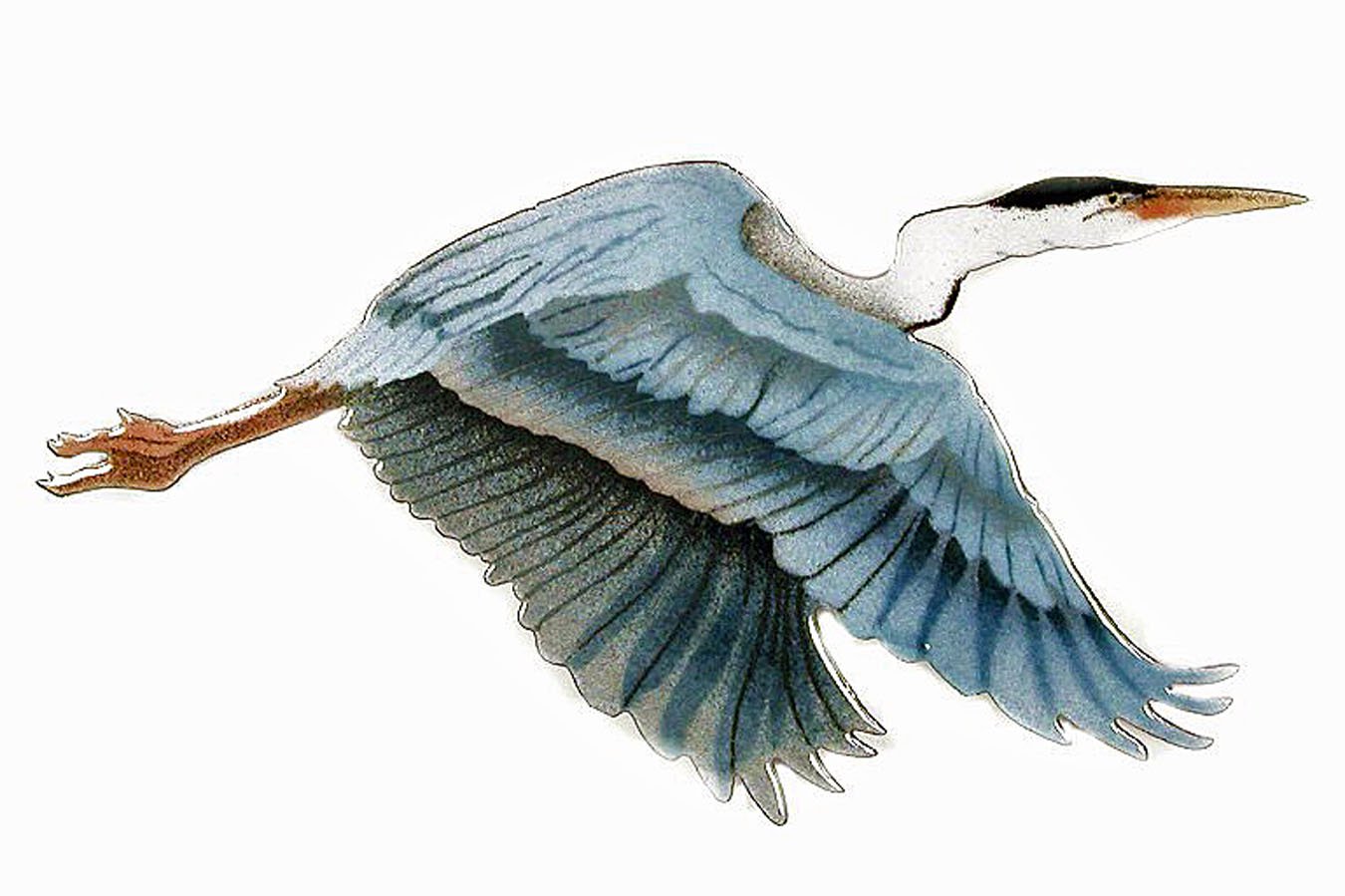 Blue Heron Metal Wall Sculpture - Coastal & Nautical Decor - Handcrafted Flying Bird Wall Art for Living Room, Bedroom or Office Decoration