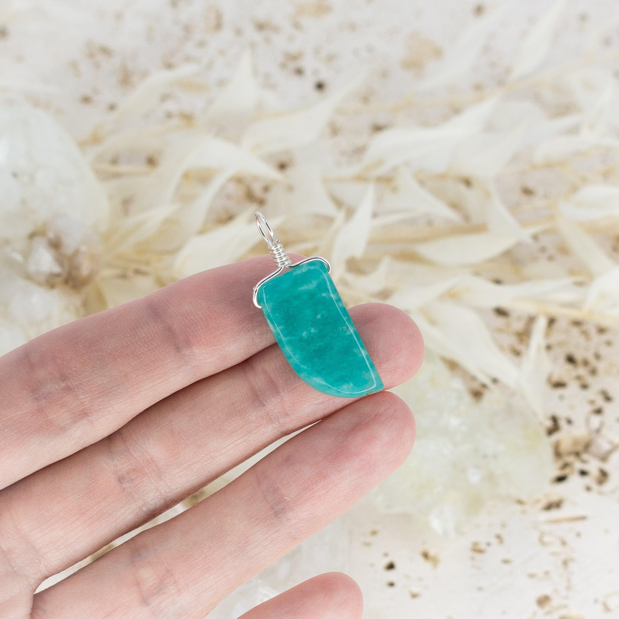 Small Smooth Amazonite Crystal Pendant with Gentle Point - Healing Stone Necklace for Stress Relief & Positive Energy - Perfect for Meditation, Yoga & Spiritual Jewelry Gifts