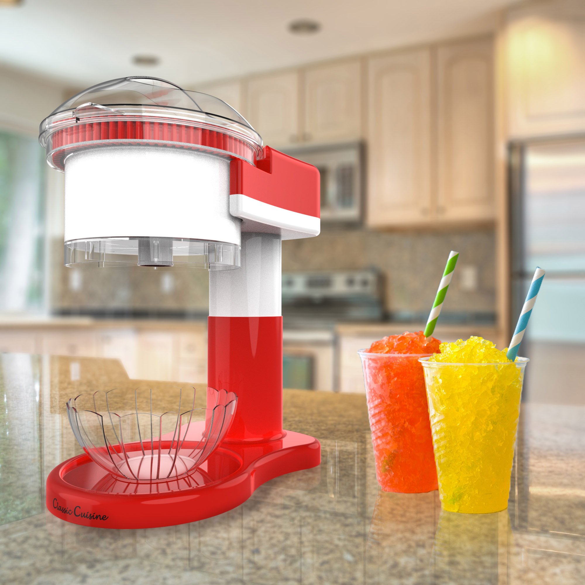 Electric Ice Shaver Machine for Home - Countertop Snow Cone Maker, Italian Ice & Slushie Machine with Cup by Classic Cuisine | Perfect for Parties, Summer Treats & DIY Frozen Desserts
