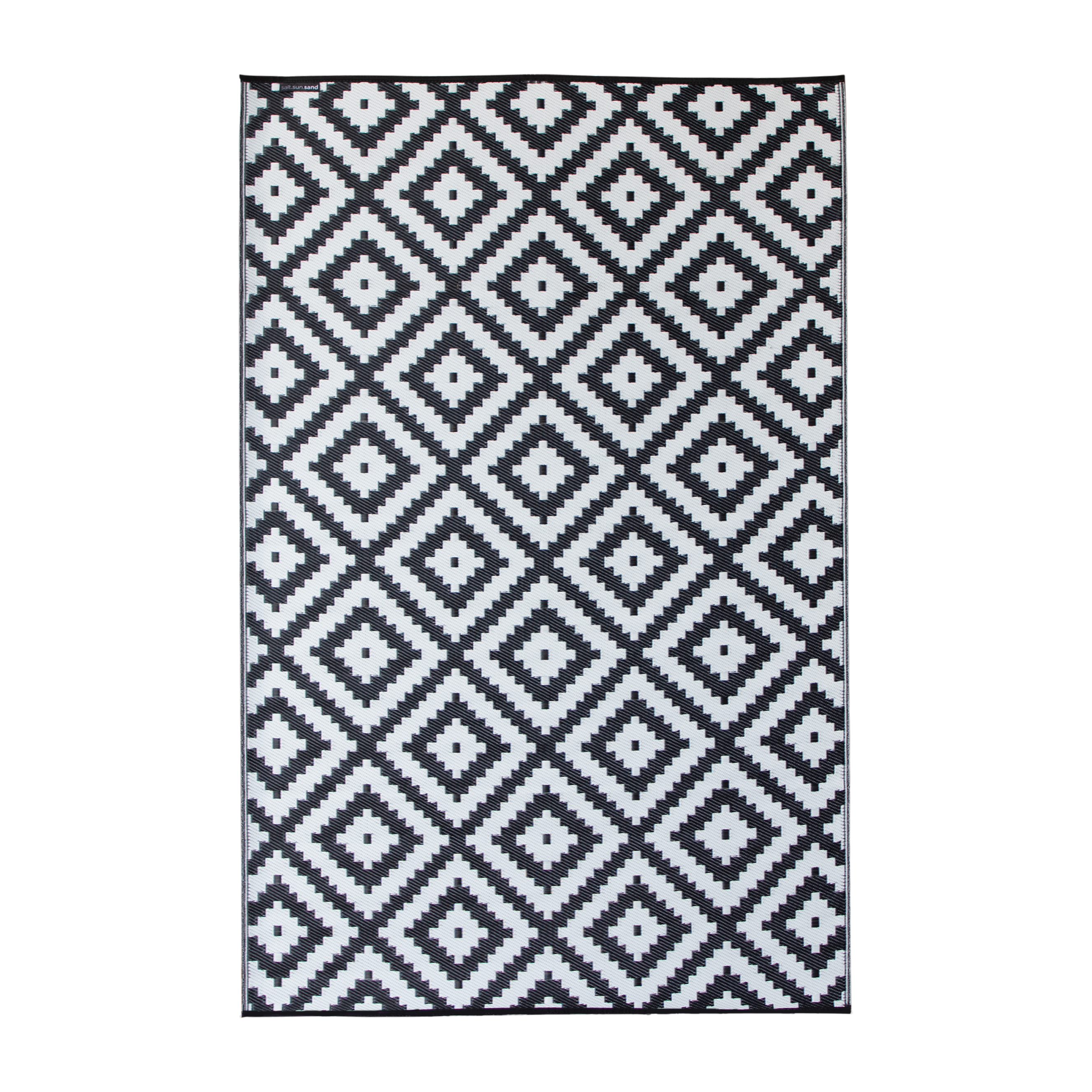 Modern Black and White Geometric Area Rug - 6x9 Feet PP Woven Indoor/Outdoor Carpet for Living Room, Bedroom, Office - Non-Slip Durable Floor Mat for Home Decor